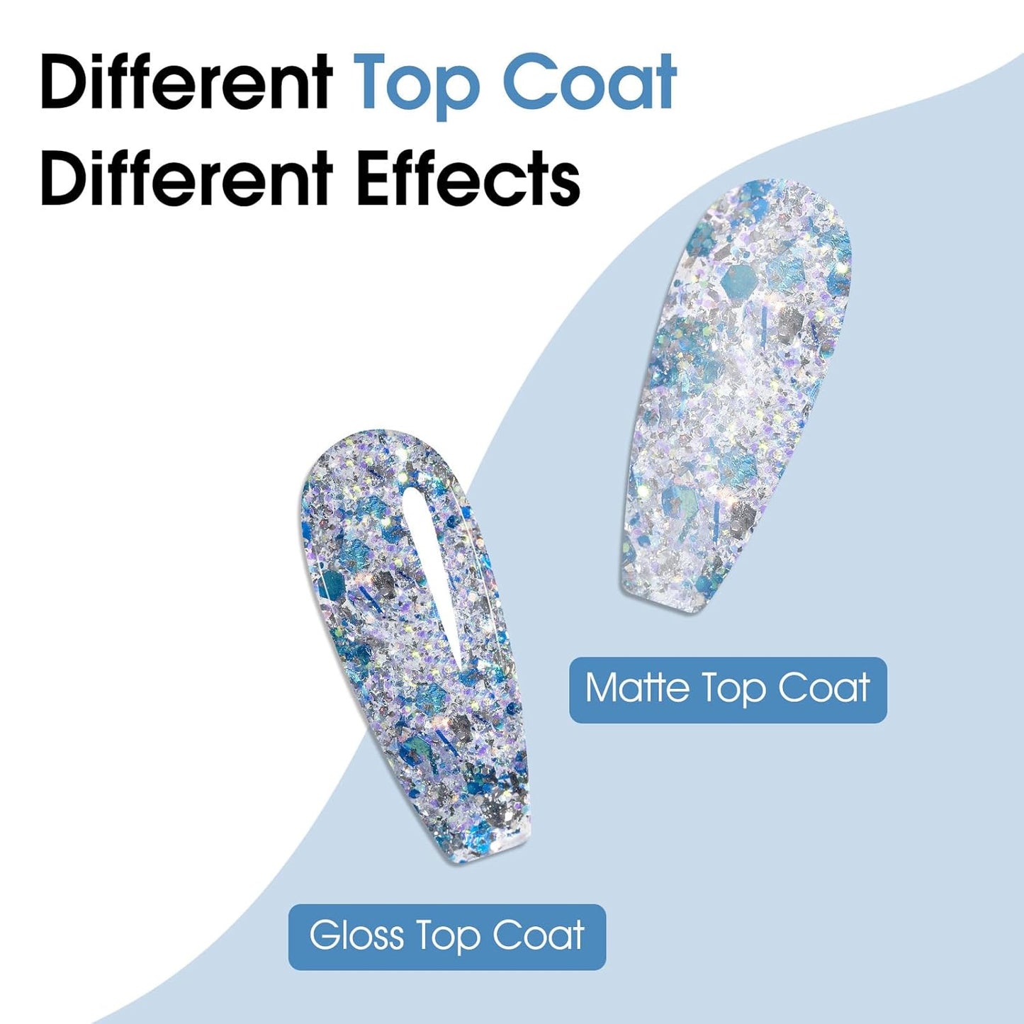 CANNI 1 Pcs Glitter Blue Gel Nail Polish, Shimmer Sparkly Blue Colors Gel Polish Soak Off Led Nail Art Gel Manicure Salon DIY