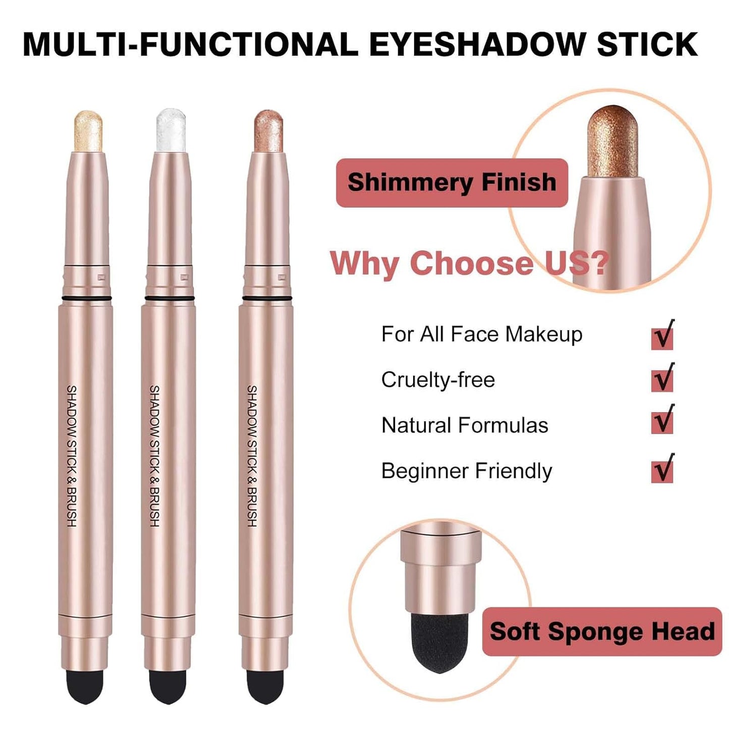 Black Cream Eyeshadow Stick, Single Shimmer Eyeshadow Pencil, Waterproof Long Lasting Eye Shadow Stick Makeup, Hypoallergenic High Pigmented Eye Highlighter Pen Create Multi-Dimensional Eyes Look 11#