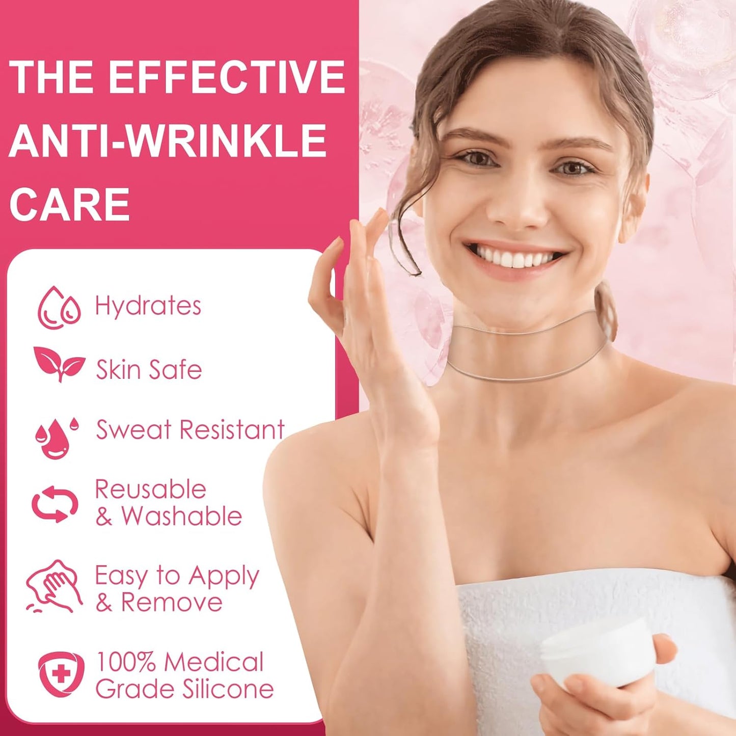 4 PCS Silicone Neck Wrinkle Patches | Reusable Silicone Neck Patches for Wrinkles | Targeted Neck Wrinkle Pads | Neck Mask for Firming and Tightening | Revitalize and Firm Neck Wrinkles