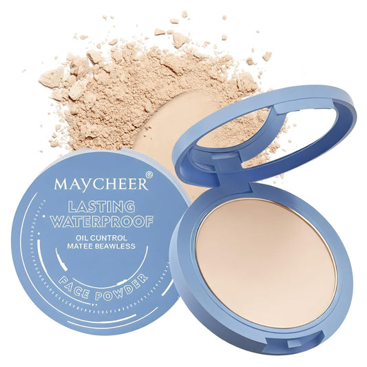 Maycheer Face Powder -Lasting Waterproof Face Powder-Maycheer Setting Powder Oil Absorbing Compact for Face, Lasting Waterproof Pressed Powder Compact (01# CALASSICIVORY)