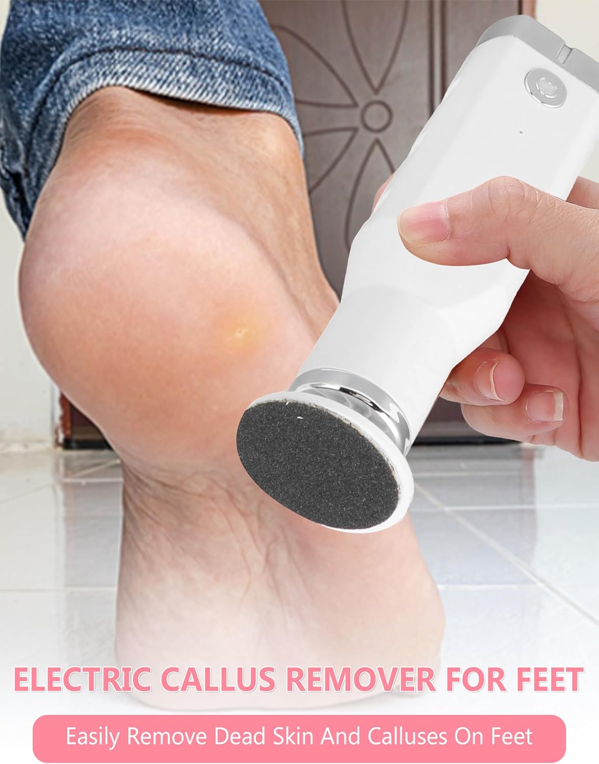 Electric Foot Callus Remover, Dioche 650 RPM Electric Foot File, Adjustable Speed, USB Charging, Removable and Washable, with 60pcs Replacement Sandpaper Disk, for Dead Cracked Hard Skin Calluses