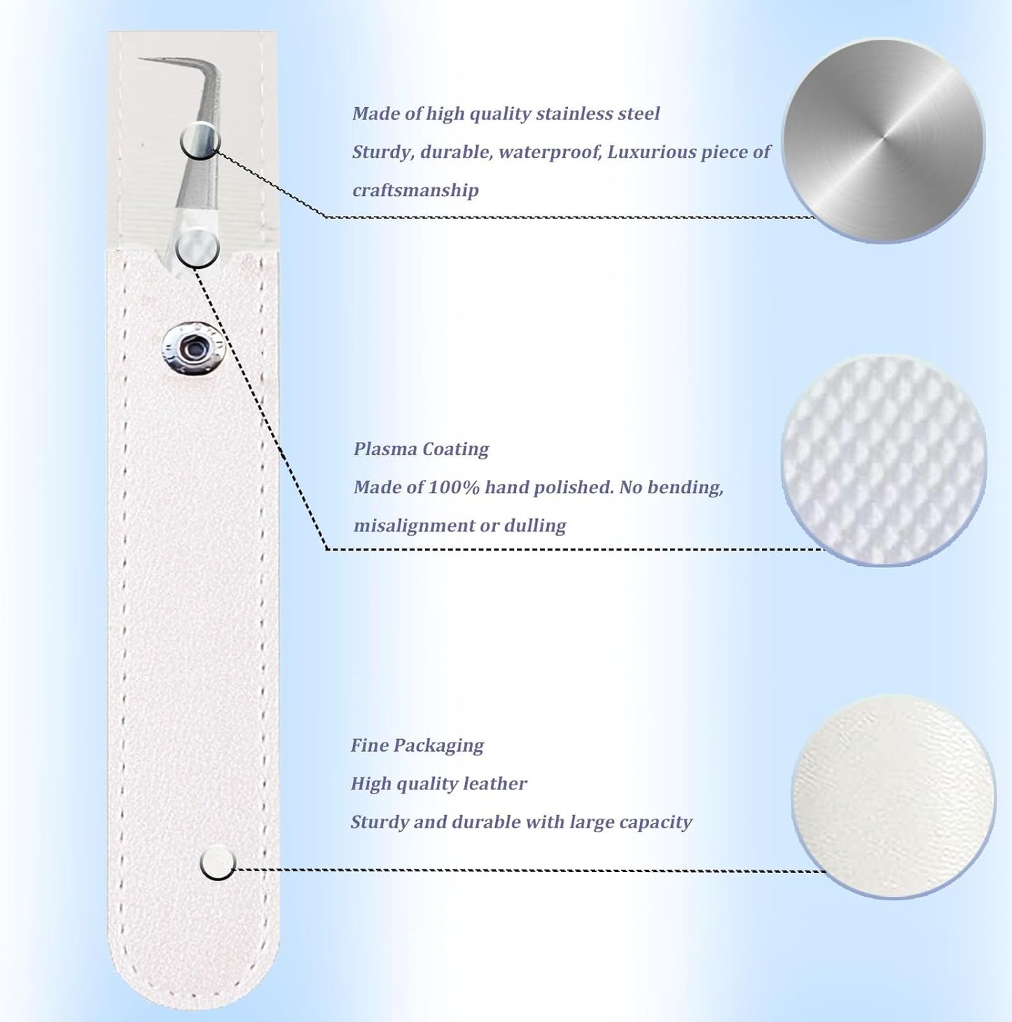 Lash Tweezers For Eyelash Extensions Fiber Tip Lash Tweezers For Women Precision Tweezers Professional Craft Tweezers, Fiber Tip Japanese Steel (White-90 Degree)