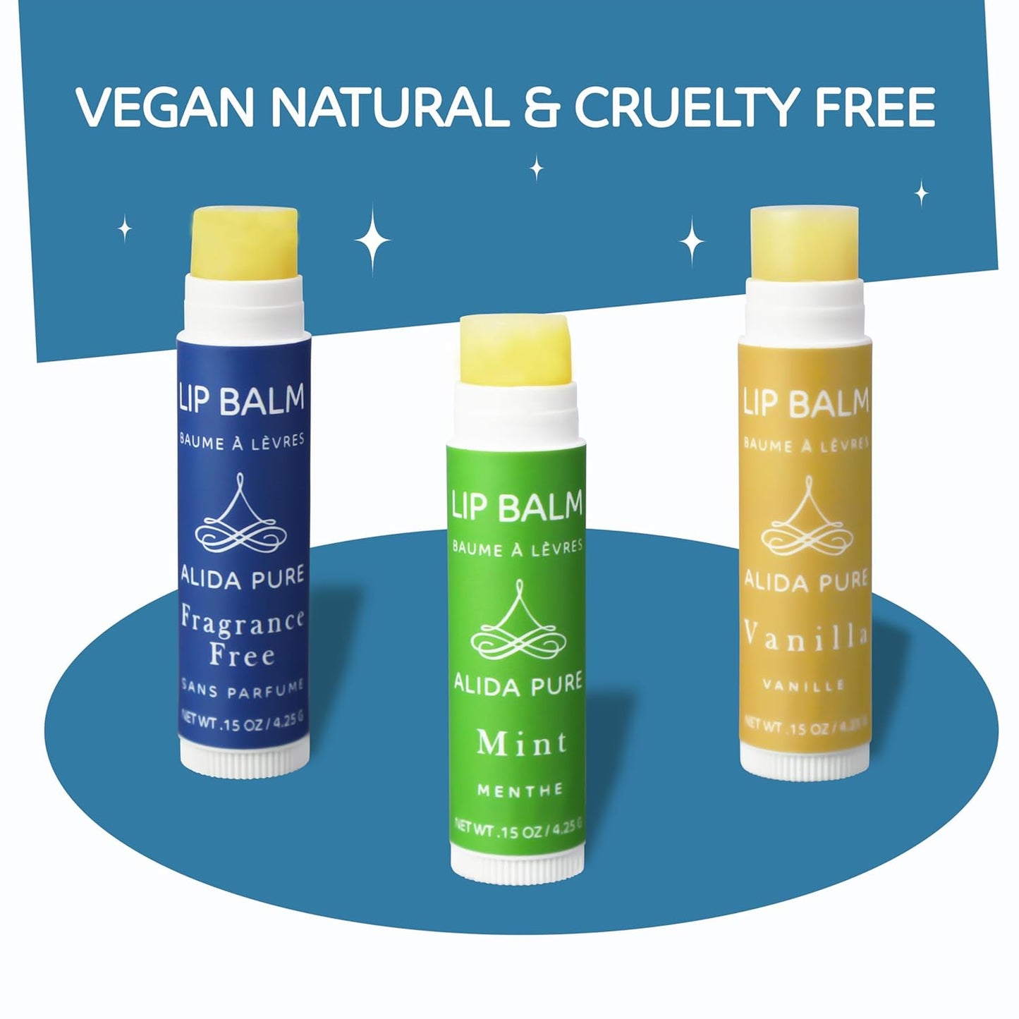 Favorites Lip Balm Collection, Vegan Set, Bees Wax Free, Coconut Oil Free, with Organic Jojoba and Avocado Oil, Vitamin E, Natural Moisturizer For Dry Cracked Lips, 3 Tube Set