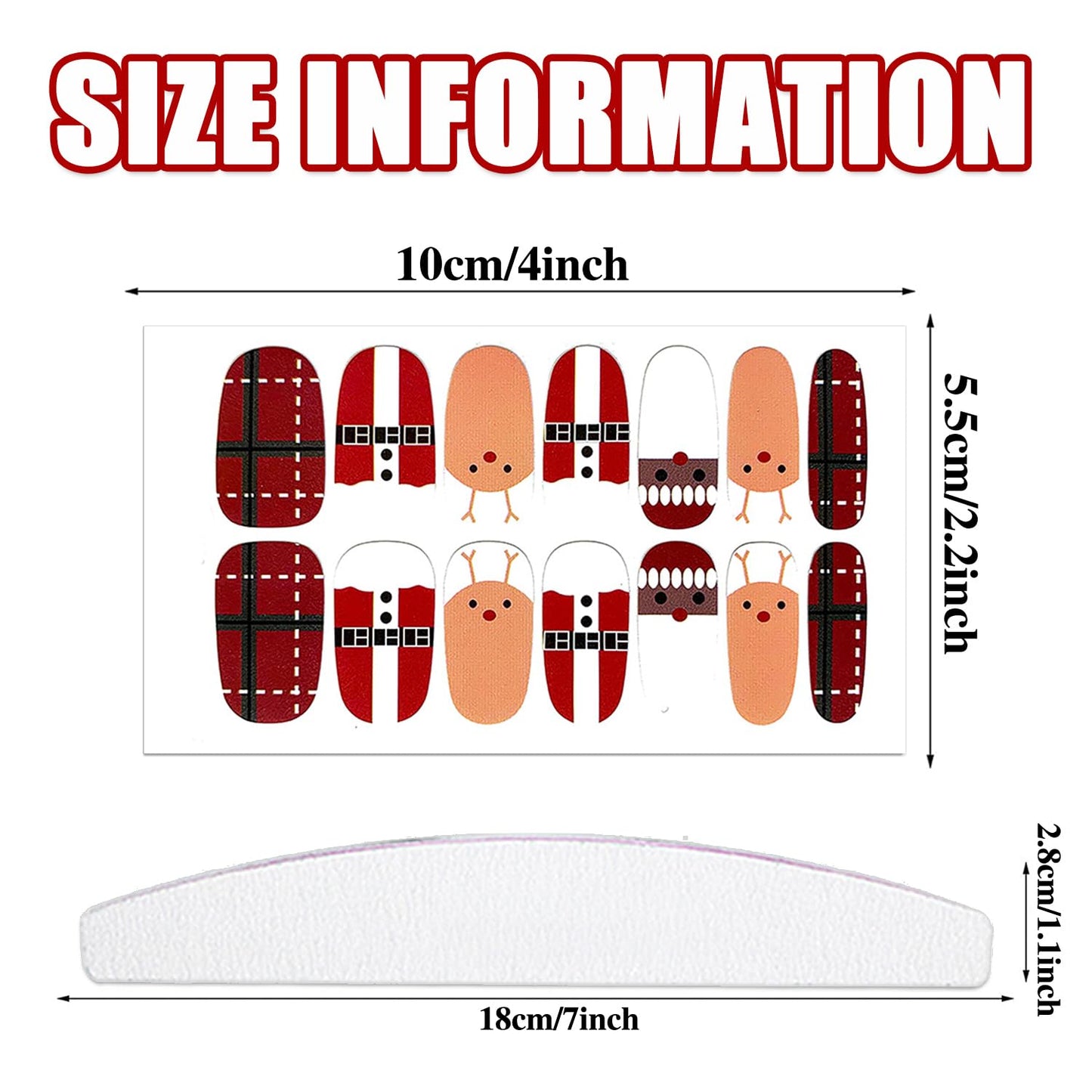 WOKOTO 20 Sheets Christmas Full Wraps Nail Polish Stickers Stick On Nail Polish Strips for Christmas Day Winter Nail Art Decals Gel Nail Wraps Christmas Father Deer Tree Gel Nail Strips Stickers