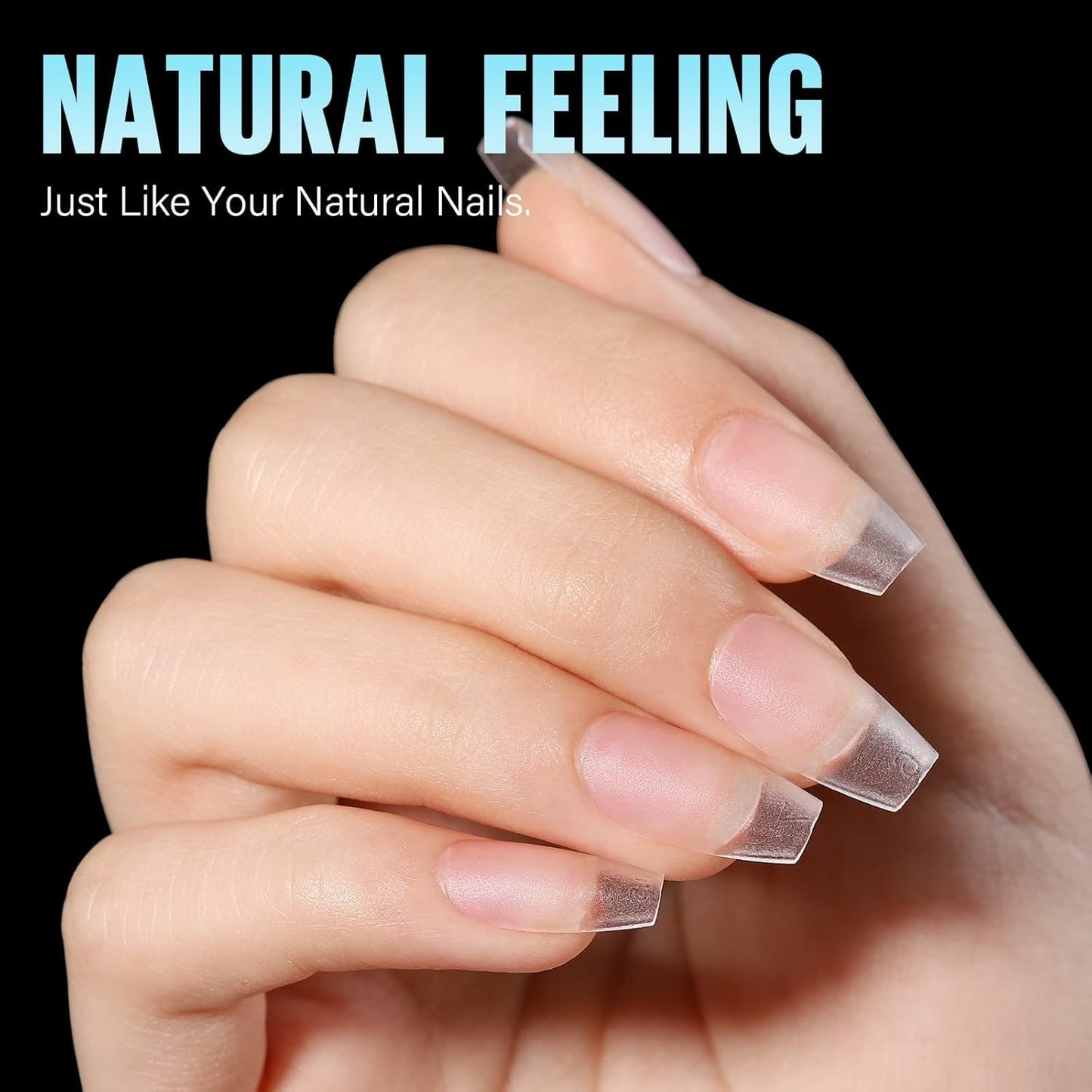 TOMICCA Short Coffin Nail Tips, 15 Sizes Full Cover Double Sided Matte Gel Nails, 240Pcs Acrylic Soft Pre Shaped Nail Tips Set for Nails Professional