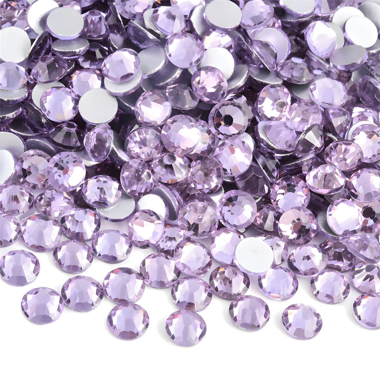 Flatback Rhinestones Round Gems for Nails Art and Crafts 1250Pcs SS20 5mm Glitter Crystals Stone DIY Bags Clothes Shoes (Light Purple)