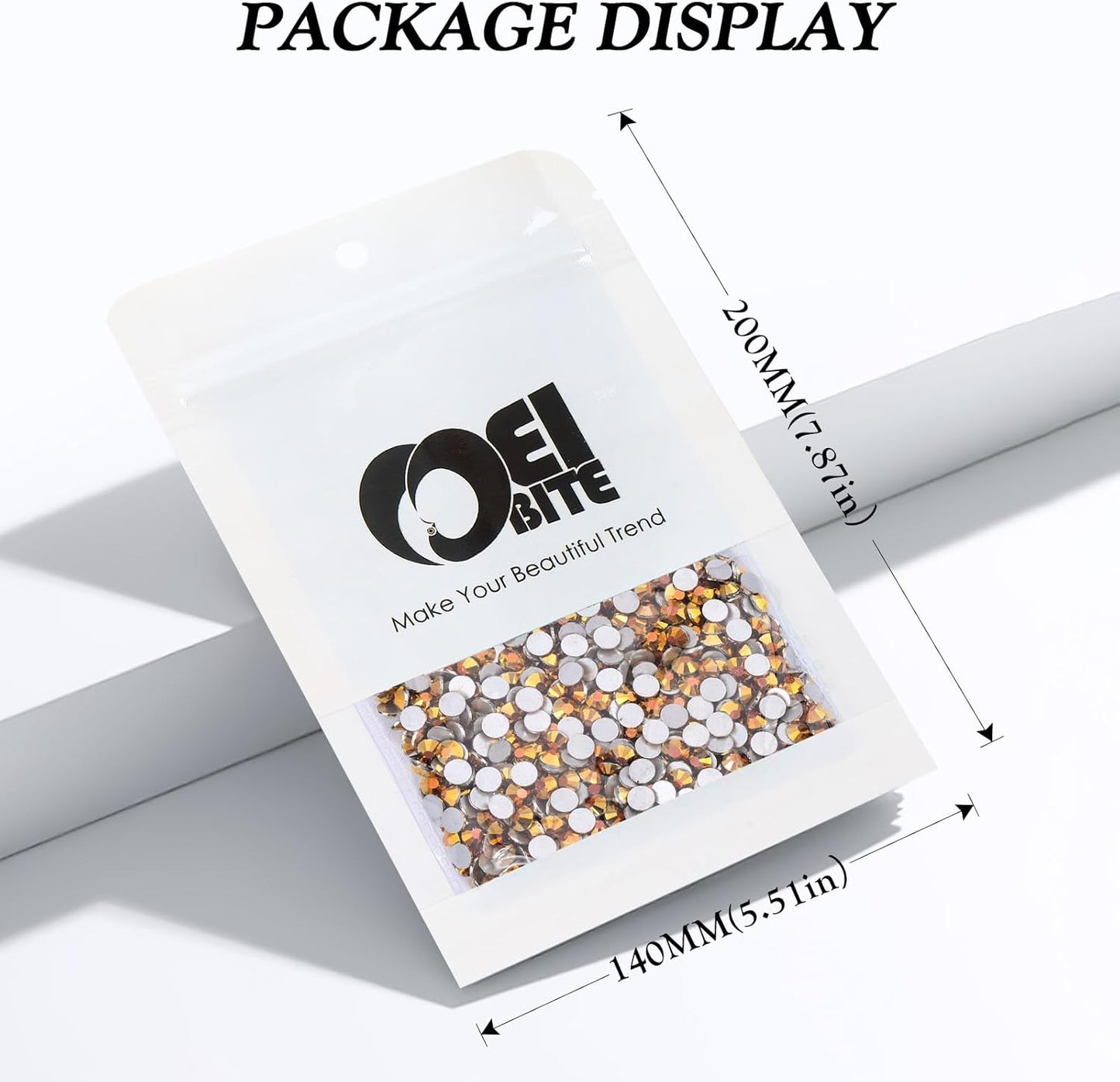 Gold Flatback Rhinestones, Glass Rhinestones for Nail Art and Craft, Glue Fix, Loose Crystal Gemstones(Gold, SS12, 2880pcs, 2.9-3.0mm)