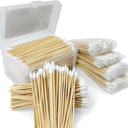 500 PCS 6-Inch Precision Gun Cleaning Swabs with Storage Case - Lint-Free Bamboo-Handle Long Cotton Swabs for Gun Cleaning, Makeup & Electronics