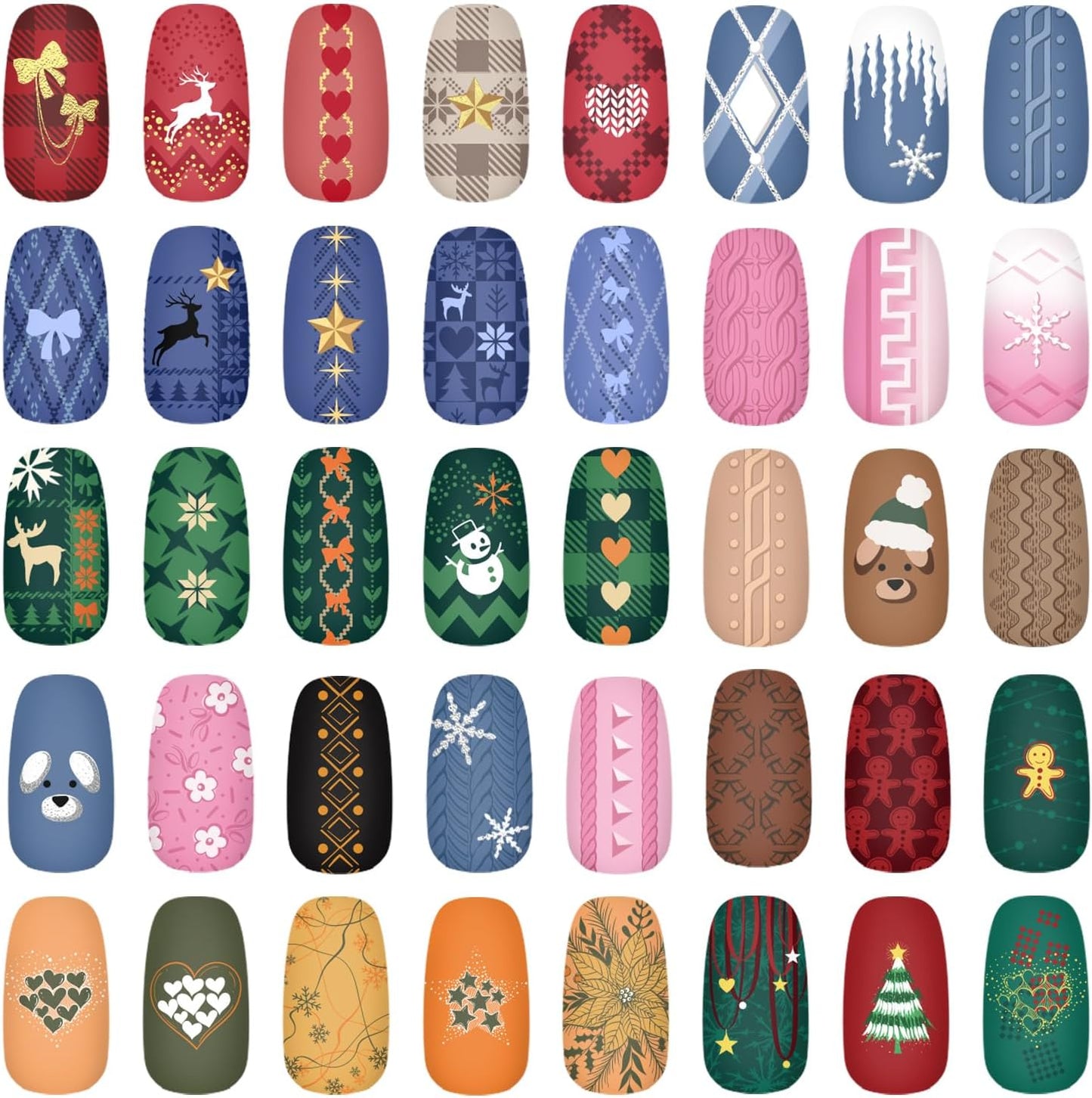 KADS 5Pcs Christmas Nail Stamping Plate Manicure DIY Tool Nail Stencil Santa Snowflake, elk Nail Stamp Template