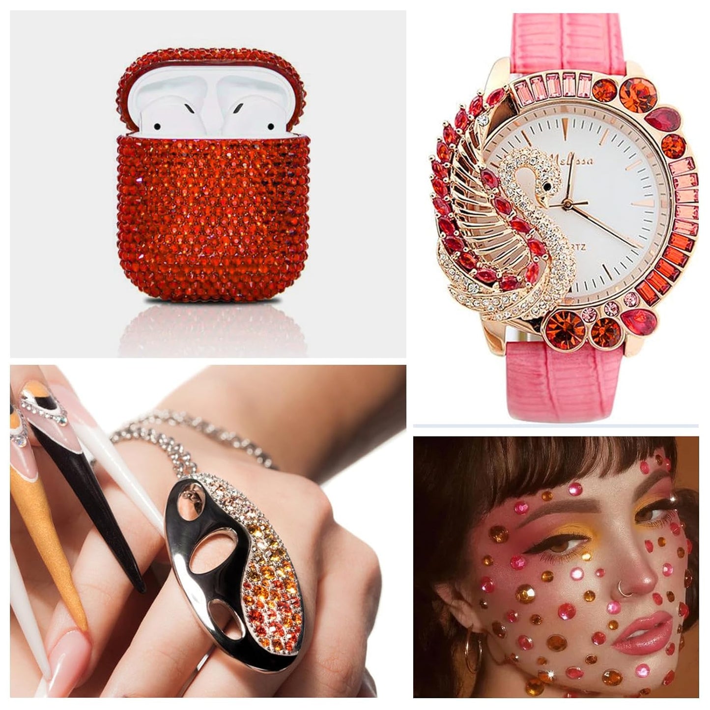 1440Pcs Orange Crystal Rhinestones,Glass Flatback Rhinestones Gemstones for Nail Face Makeup Art Crafts Clothes Decoration - (SS12,3.0mm,Orange)