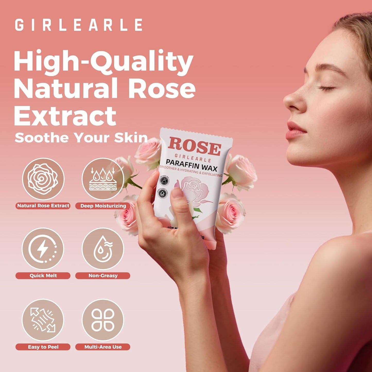 Paraffin Wax Refills 10 Packs for Paraffin Wax Bath Machine - for Dry Cracked Skin on Hands, Feet, Elbows - Moisturizing Hydration to Relieve Stiff Muscles & Joints (Rose)