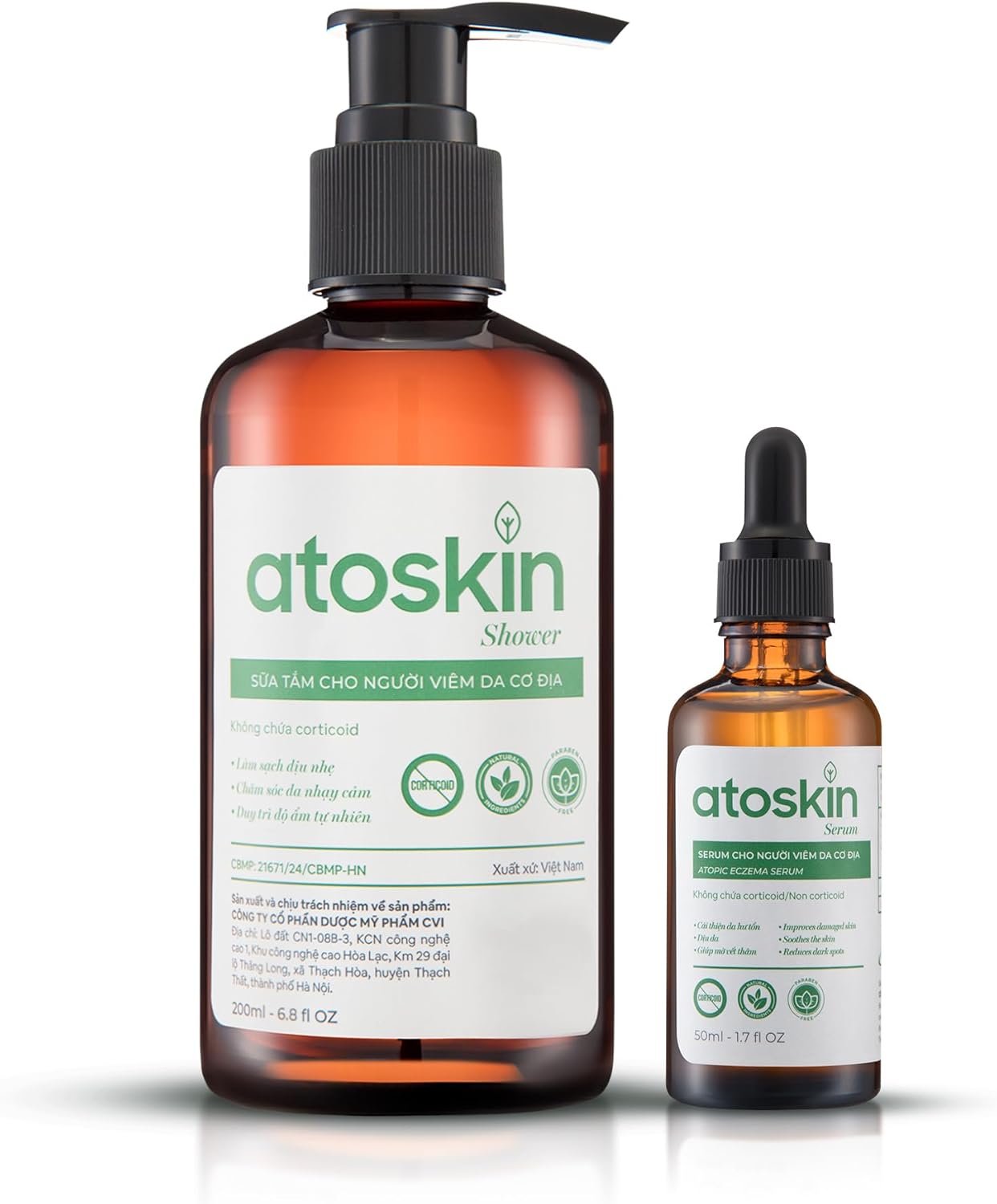 Atoskin Shower & Atoskin Serum - for Eczema, Psoriasis - Daily Body & Skin Care Duo with Botanical Extracts – Helps Improve Dry, Flaky, Itchy Skin
