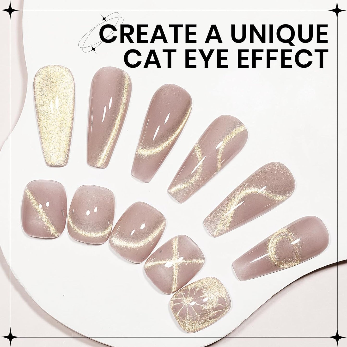 Cat Eye Gel Nail Polish, Nude Glitter Cat eye Gel Polish Holographic Magnetic Gel Polish Shimmer CatEye Effect with Magnet Soak Off Gel Salon DIY at Home, 0.5 OZ