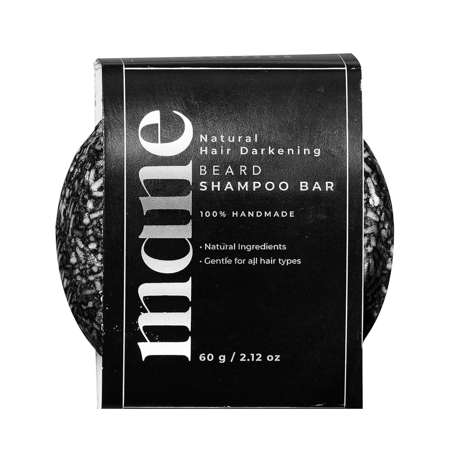 Mane Beard Shampoo Bar for Men | Natural Charcoal Beard Wash with Bamboo Charcoal, Ginseng & Shea Butter | Handmade Beard & Hair Care Soap Bar | Gentle, Sulfate-Free Grooming for All Hair Types