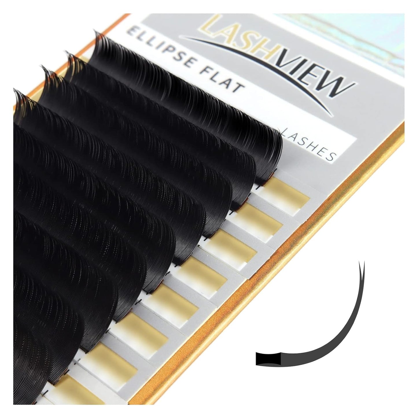 LASHVIEW Eyelash Extension,Ellipse Flat Eyelash Extensions,Individual Lashes,0.15mm C Curl 12mm,Lash Extension,Semi-Permanent,Extremely Light & Soft,Professional Salon Use.
