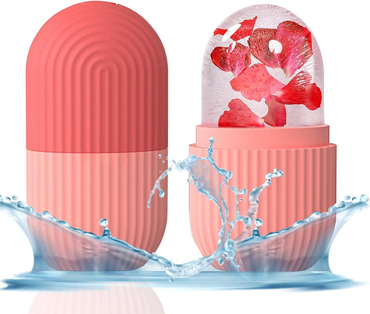 KOGITI Ice Mold for Face & Eye, Beauty Facial Roller, Puffiness Relief Massage Skin Care Tool, Ice Cube Holder (Pink)