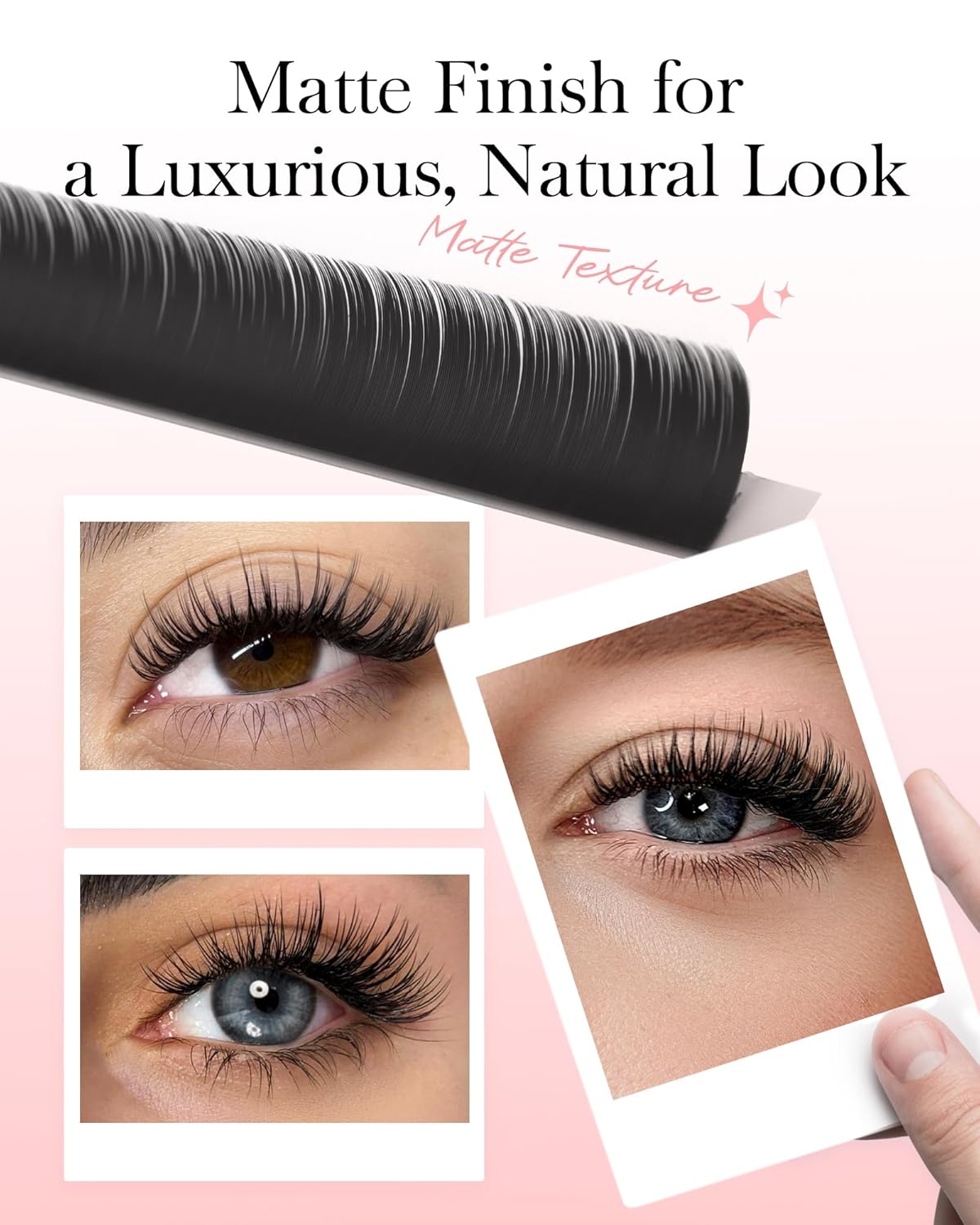 BEYELIAN Flat Eyelash Extension, Ellipse Lash Extensions 0.20 D Curl 15mm 16 Rows Matte Black Eyelash Extension Supplies Classic Lash Extensions Individual Eyelashes Salon Use