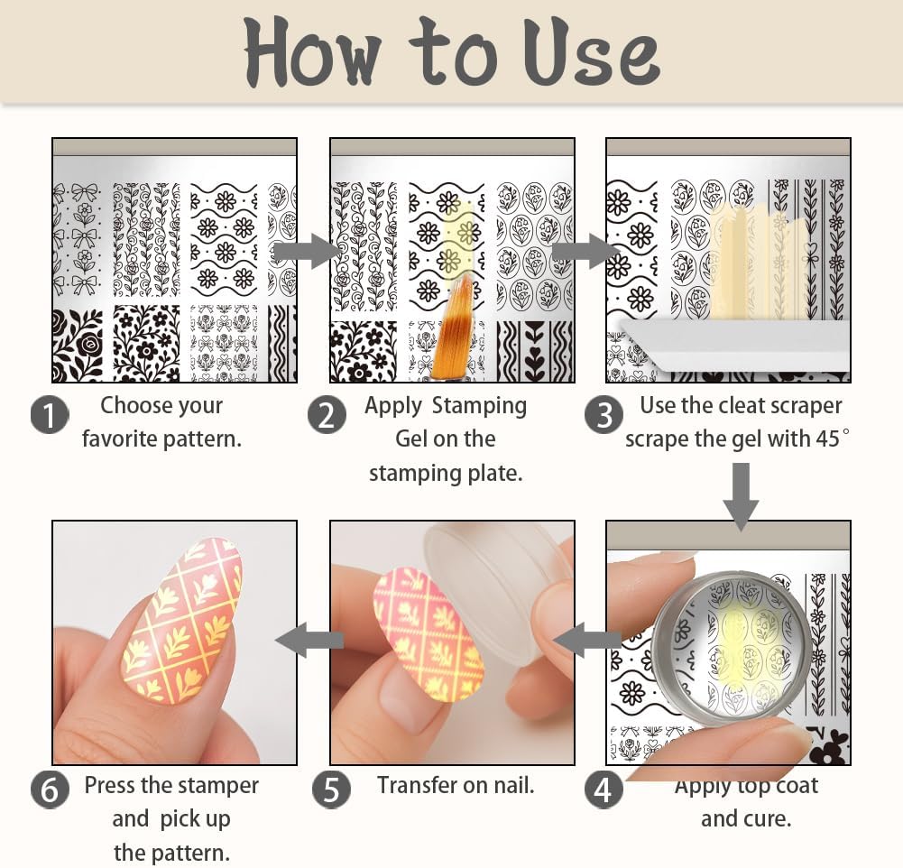 UNICRAFTALE 3Pcs Flowers Nail Plates Stamping Set Spring Bows Plants Stamp Nail Templates Reusable Stencils Stainless Steel DIY Nail Art Plates Nail Stamp Templates Kit DIY Printing Tools