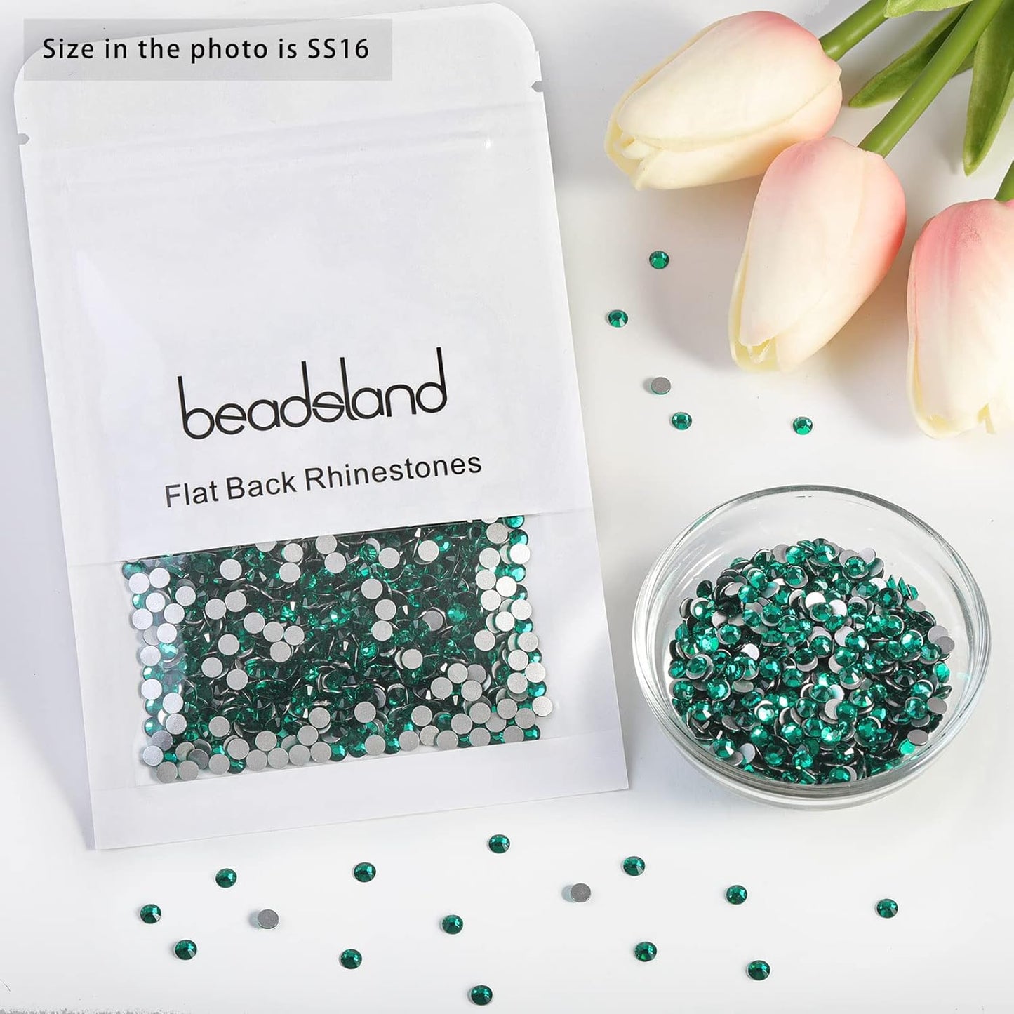 beadsland Flat Back Crystal Rhinestones Round Gems, Blue Zircon (3.8-4.0mm) SS16/1440pcs