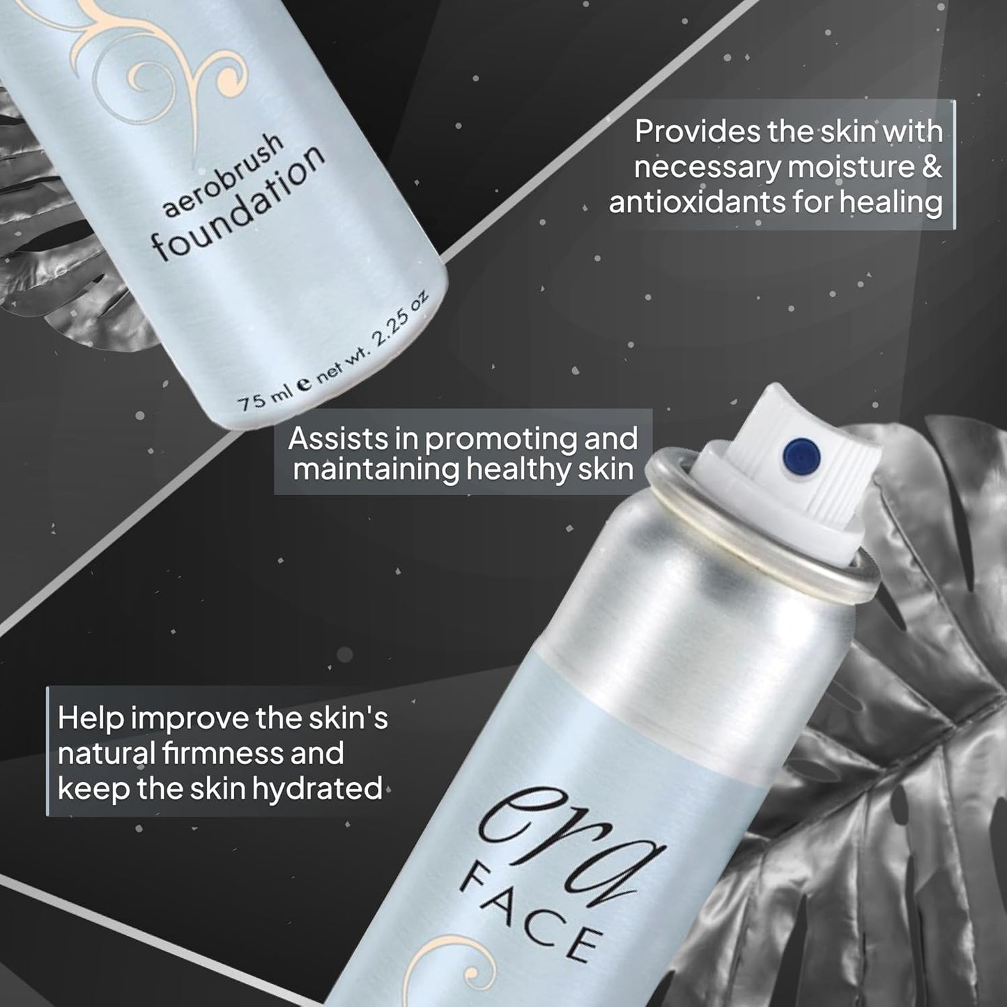 ERA Beauty Essentials Airbrush Makeup Collection (Era Face spray on Foundation - R2 Ivory + Era Primer + Sponge)