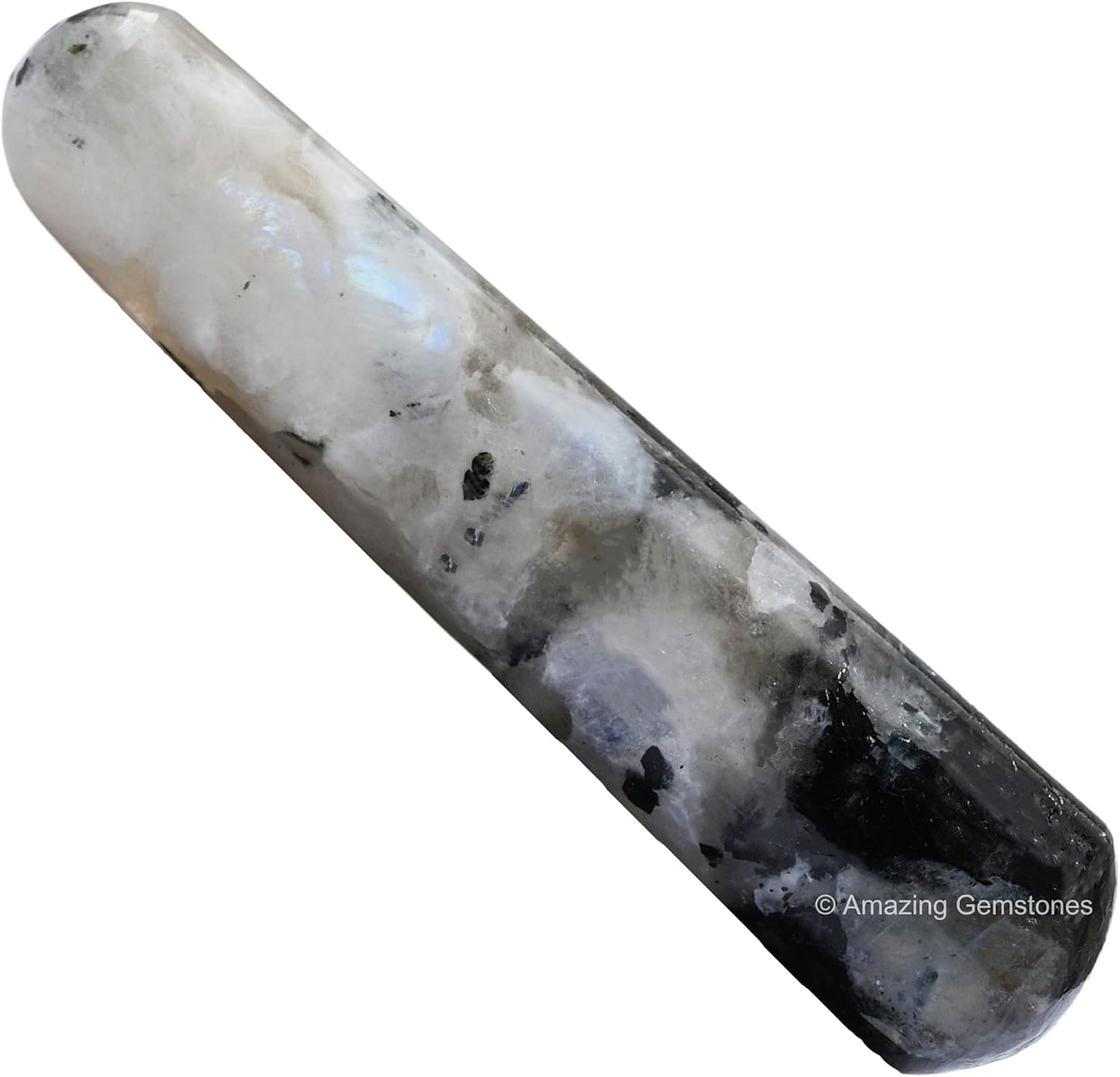 Amazing Gemstone Rainbow Moonstone Crystal Wand Massage Stick - Pelvic Wand Gua Sha for Adults - Crystals and Healing Stones Massage Wands for Adults Gifts (Smooth)