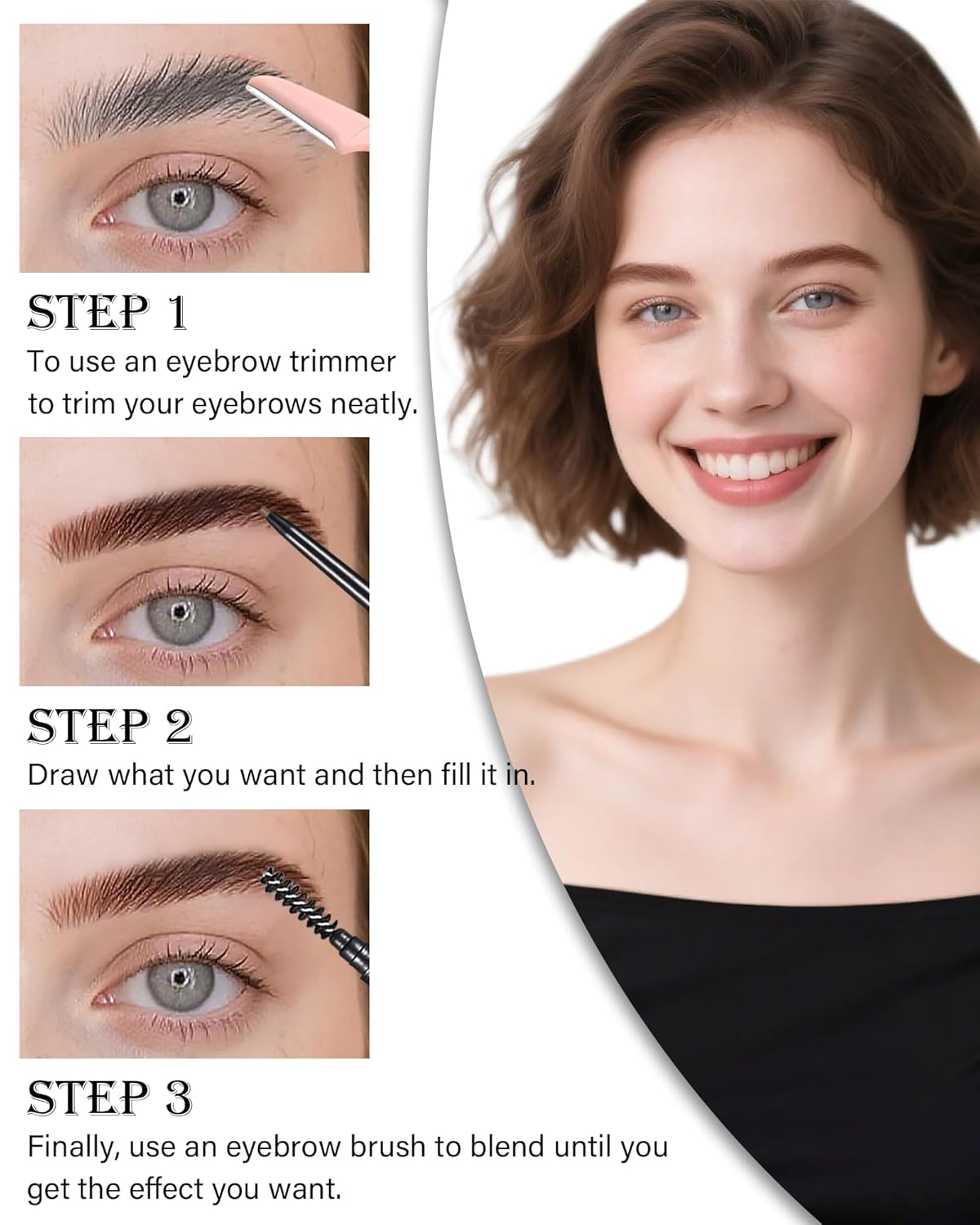 Gray Eye Brow Pencils for Women, 6Pcs Waterproof Eyebrow Pencil, 1.5mm Micro-Fine Tip & Spiral Brush with Brow Razors Perfect for Creating a Natural and Delicate Eyebrow Look Makeup