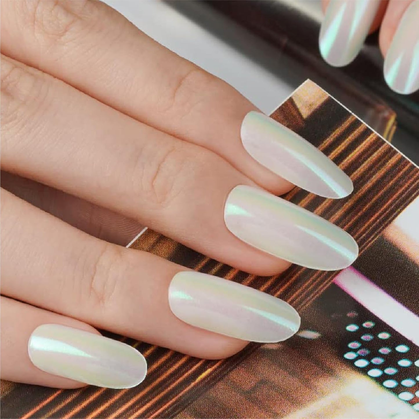 Semi Cured Gel Nail Strips, 20 pcs Gel Nail Stikers, Gel Nail Wraps Semi Cured, Salon-Quality, 2 Weeks Long Lasting Shell Aurora