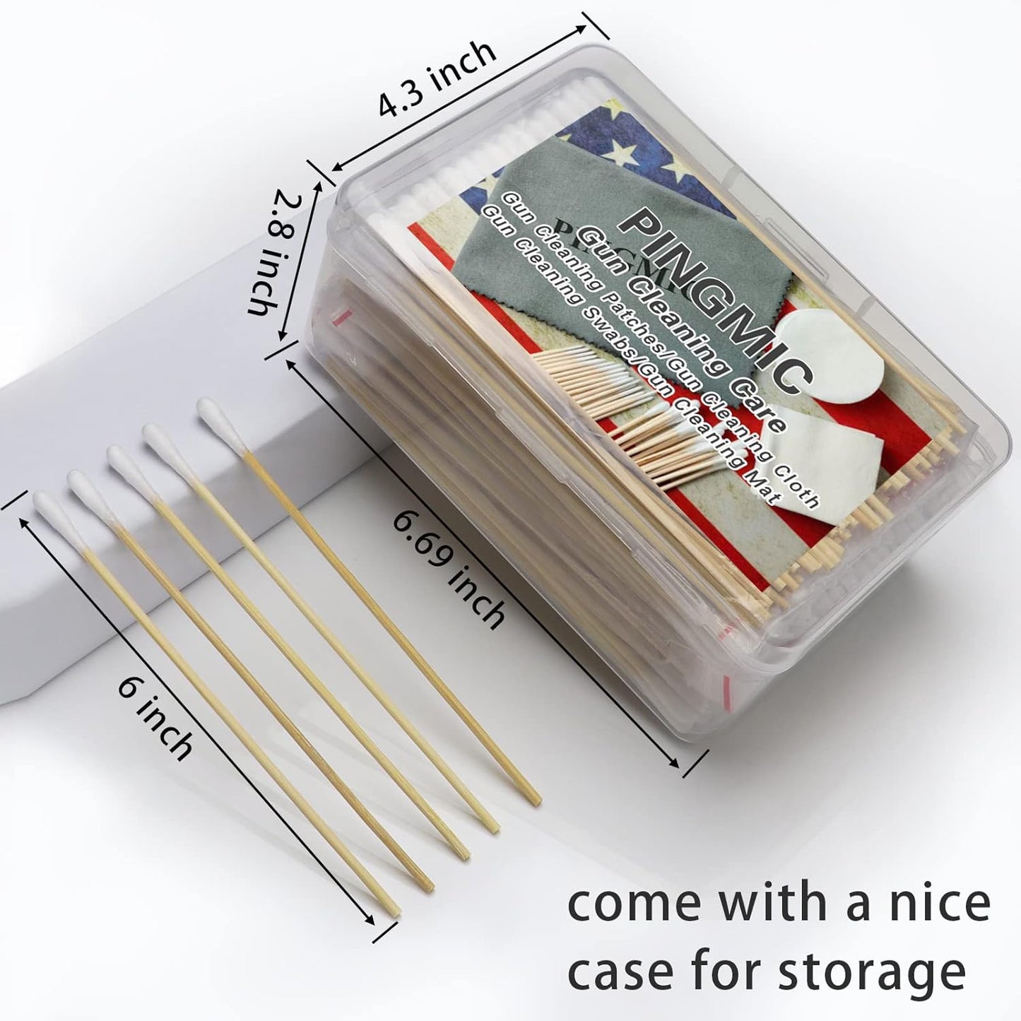 500/1000 Count 6'' Long Round/Pointed Cotton Swabs Durable Stem, Lint- Free Gun Cleaning Swabs Pure Cotton Tips for Gun Maintenance, Makeup, Pet Care, Equipment (Detailed Work)