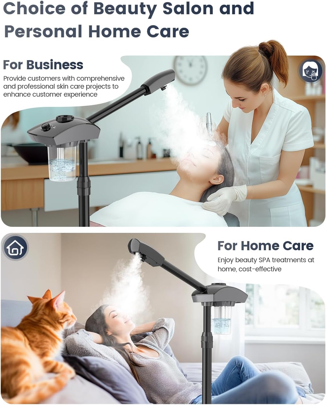 Kingsteam Professional Ozone Nano-Ionic Facial Steamer | Deep Cleansing Hydrating | Salon Home Spa Face Steamer | Pore Cleanser | 60-Min Timer | 360° Swivel | Esthetician Favorite Tool, Black