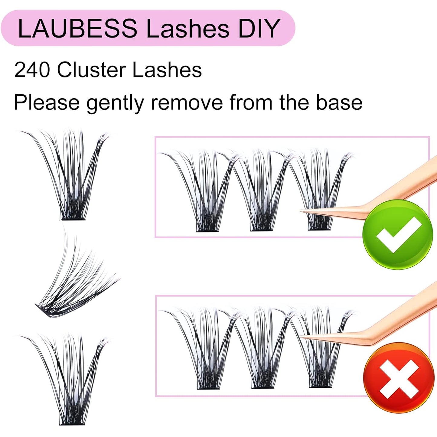 Lash Clusters LAUBESS Individual Lashes Waterproof Eyelash Clusters Mixed Tray Cluster Eyelash Extensions Soft Cluster Lashes for Beginners(20D/40D-0.07C-9-16)