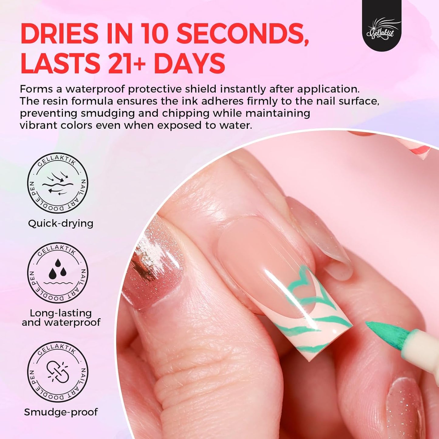 12 Colors Nail Art Pens Set, 3D Nail Color Pens, Quick-Drying Acrylic Paint Markers, Dotting Liner Brush for DIY Nail Design, Home & Salon Manicure Tools