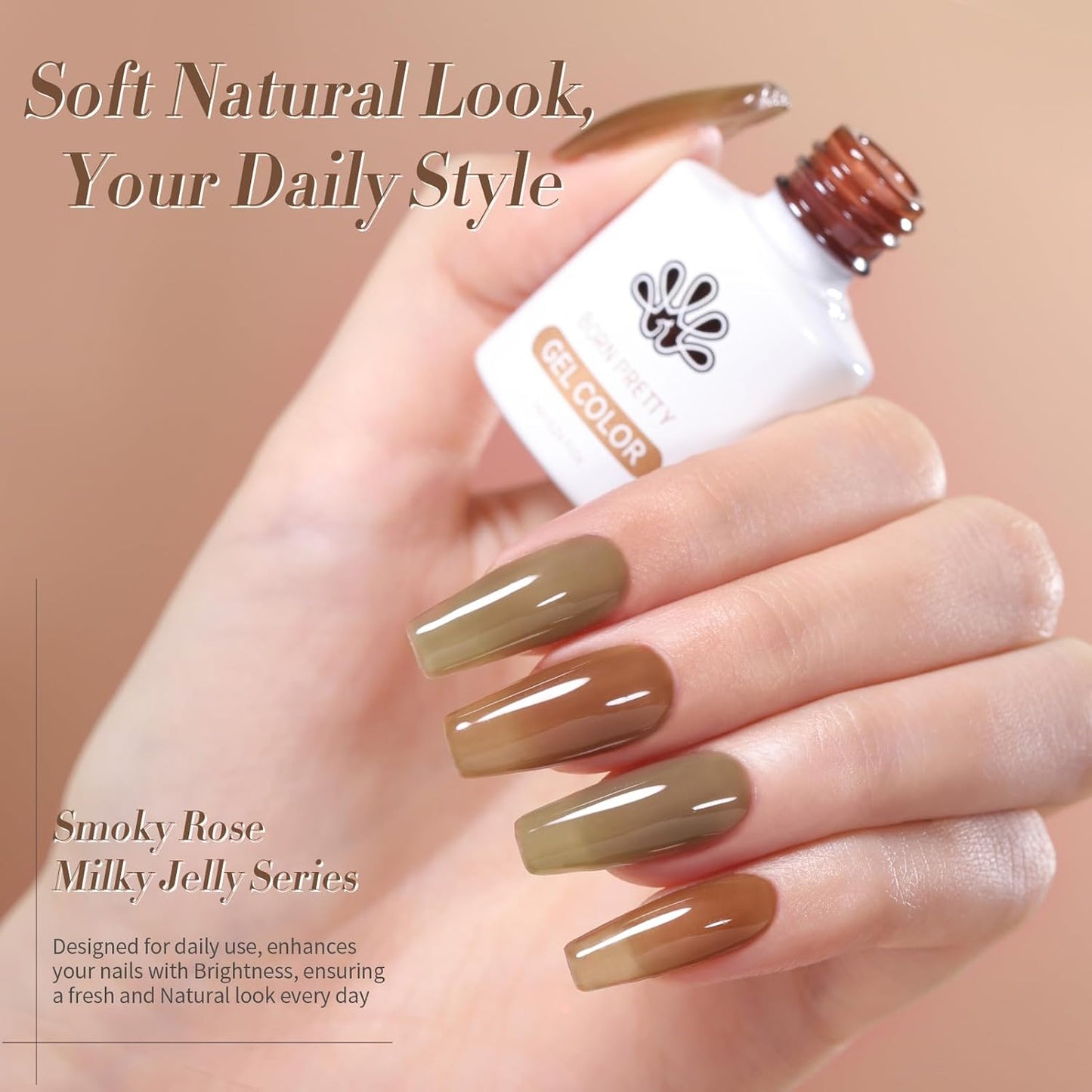 Born Pretty Fall Winter Jelly Gel Nail Polish,Milky Jelly Translucent Brown Purple Green Grey Pink Colors,Soak Off U v LED Light Cure Nail Art Kit for Salon Manicure and DIY at Home