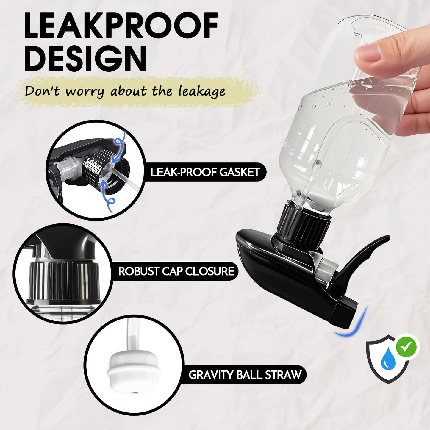 2 Packs Plastic Spray Bottles 360°Water Spray Bottle for Cleaning - 10 oz/300 ml Upside Down Spray Bottle Refillable Small Squirt Bottle with Adjustable Nozzle for Hair, Cooking, Plant, Pet (Brown)