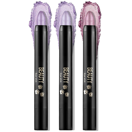 Boobeen 3PCS Cream Eyeshadow Pencil Crayon Waterproof Brightener Stick Shimmer Pen Create Glitter Eye Makeup, Easy to Use