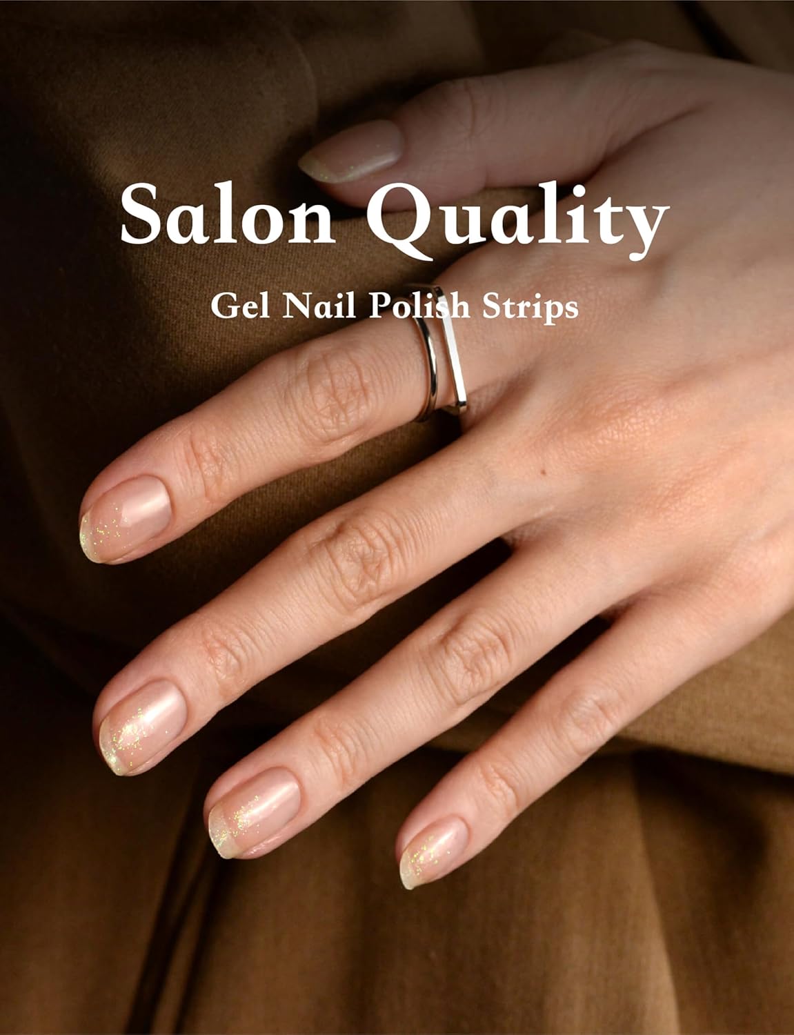 Nail Polish Strips, 44PCS Salon Quality Wraps with Top Coat, Long Lasting Gel Nail Stickers for Women Easy Apply& Remove (Spinning Clear)