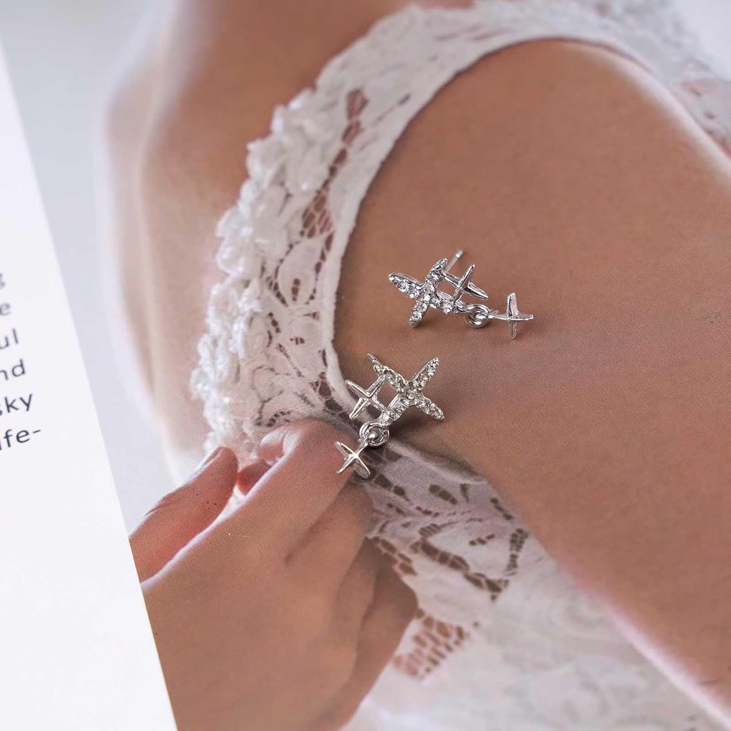 Vintage Rhinestone Star Earrings Silver Star Stud Earrings Crystal Star Drop Earrings Bling Cz Paved Star Earrings Jewelry for Women