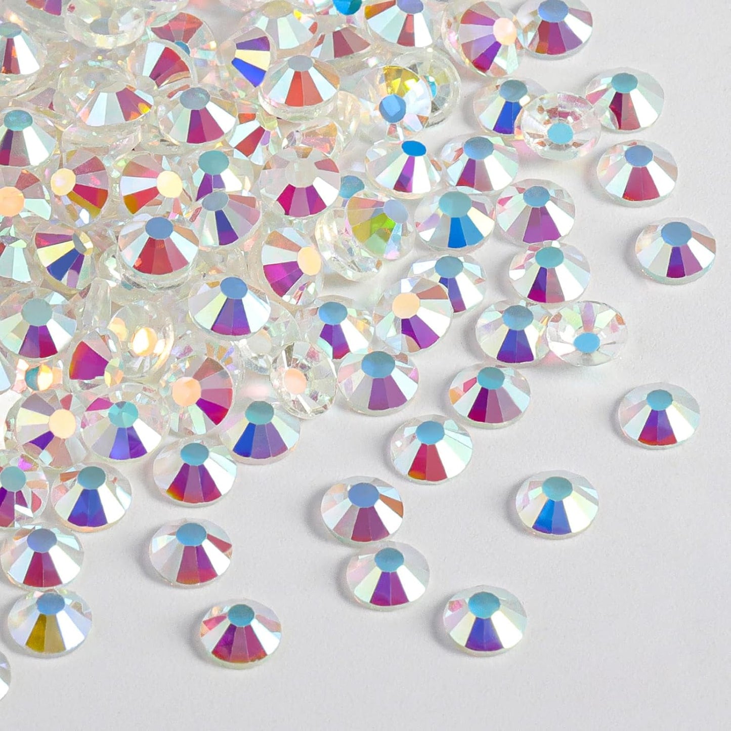 Beadsland 288 Pieces Flat Back Crystal Rhinestones Round Gems,Transparent AB,SS30,6.3-6.5mm