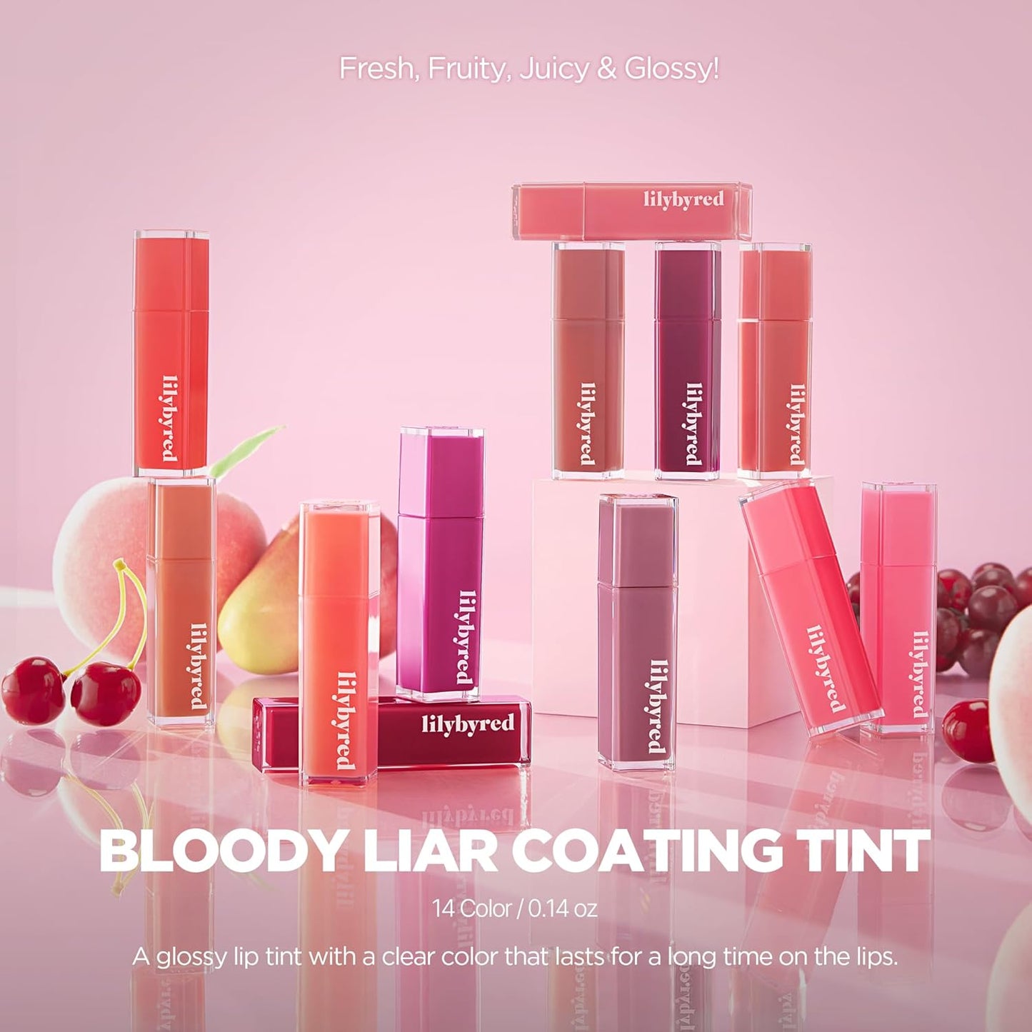 lilybyred Bloody Liar Coating Tint | Korean Glossy Lip Stain, Vivid & Juicy Color, Syrupy Shine, Moisturizing, Long-Lasting & Smudge-Proof, Non-Sticky, Lightweight, 0.14 oz. (07 Daring Cherry)