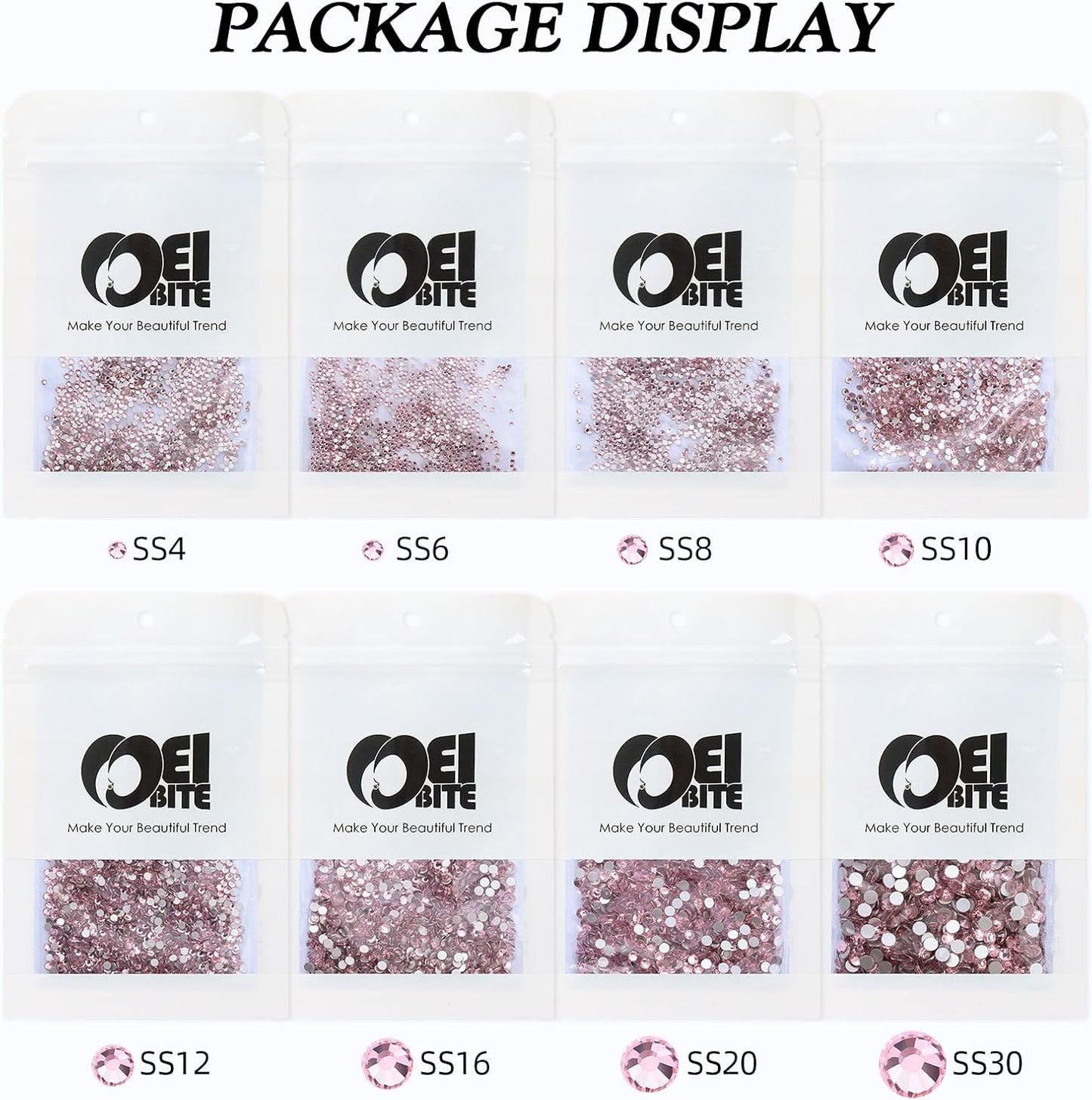 Pink Flatback Rhinestones, Glass Rhinestones for Nail Art and Craft, Glue Fix, Loose Crystal Gemstones(Pink, SS6, 1440pcs, 1.9-2.0mm)