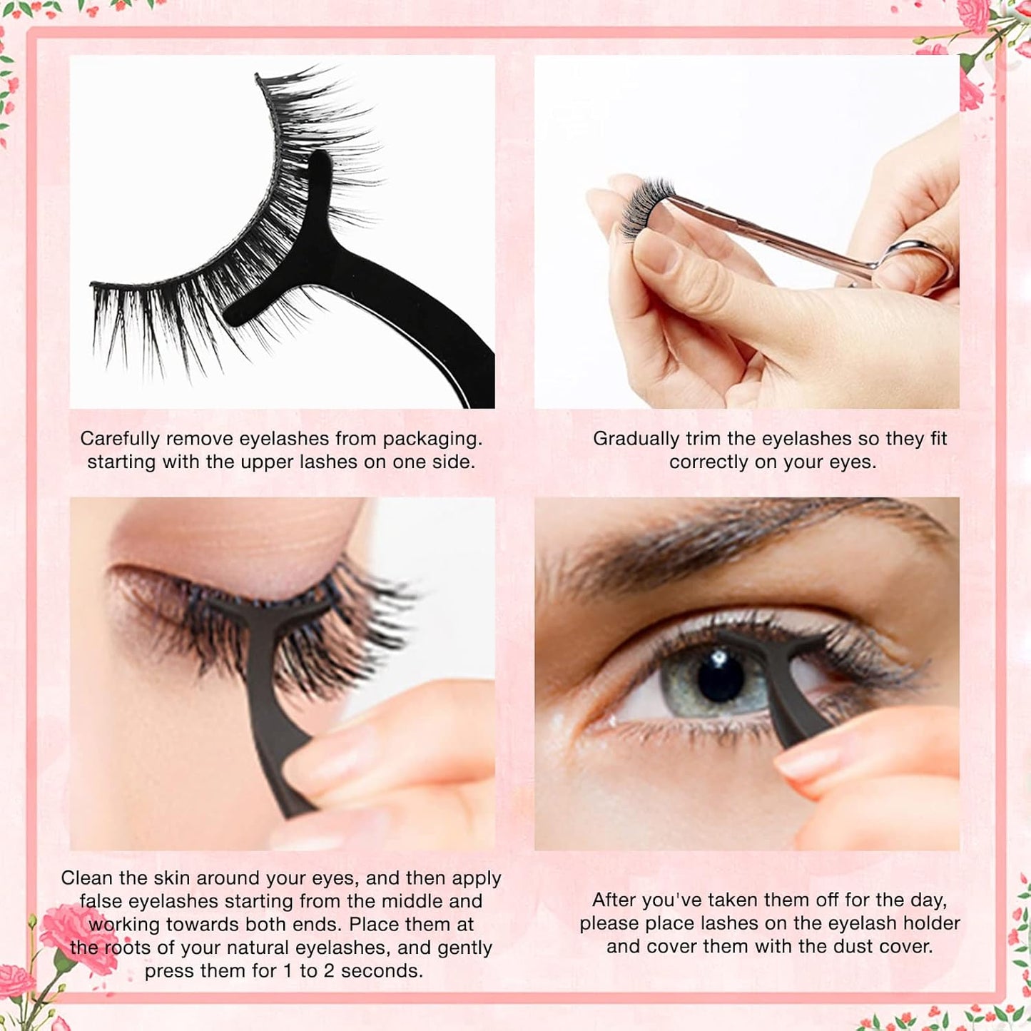 Self Adhesive Eyelashes Natural Look False Eyelashes Reusable Self Stick Lashes, No Glue Needed, 5 Pairs Long