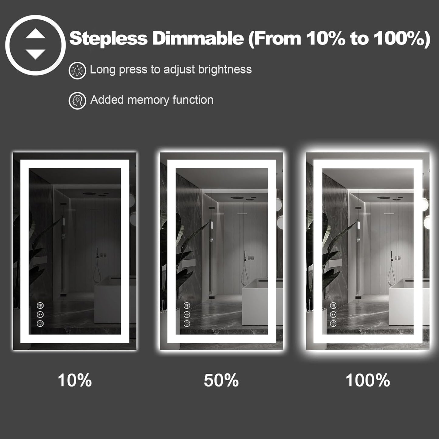 Amorho LED Bathroom Mirror 40'' X30'' with Front Light and Backlit, Stepless Dimmable Wall Mirrors with Anti-Fog, Shatter-Proof, Memory, 3 Colors, Double LED Vanity Mirror (Horizontal/Vertical)