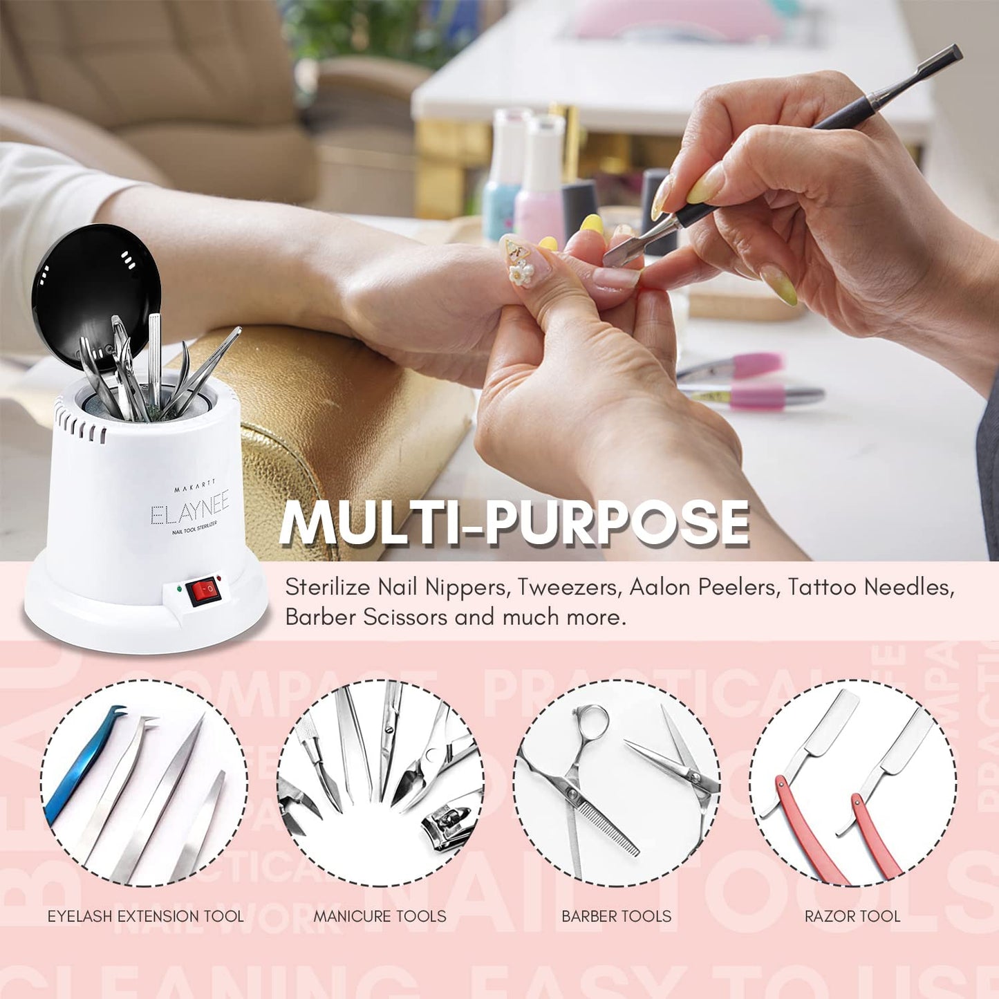 Makartt Nail Tool Sterilizer - For Esthetician Sterilization Machine Metal Nail Art Tools Lash Tech Supplies Must Haves Autoclave Sterilizers High Temperature For Manicure Salon