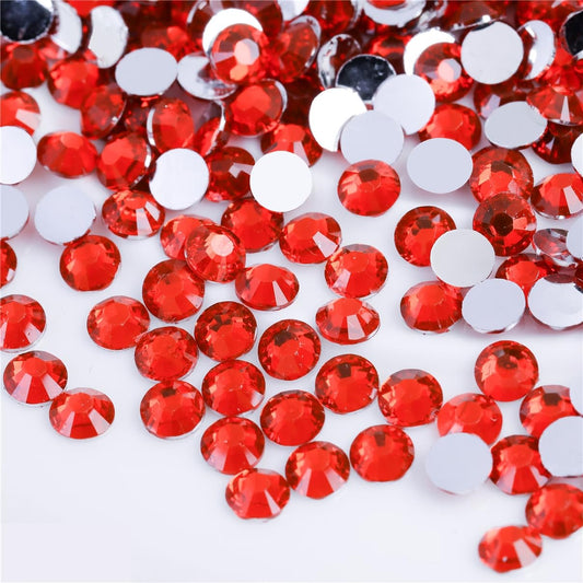 3000 Pieces SS6 2mm Flatback Rhinestones Clear Glass Round Gems Crystals for Nail Art DIY Crafts Clothes Shoes Bags （Light Red）