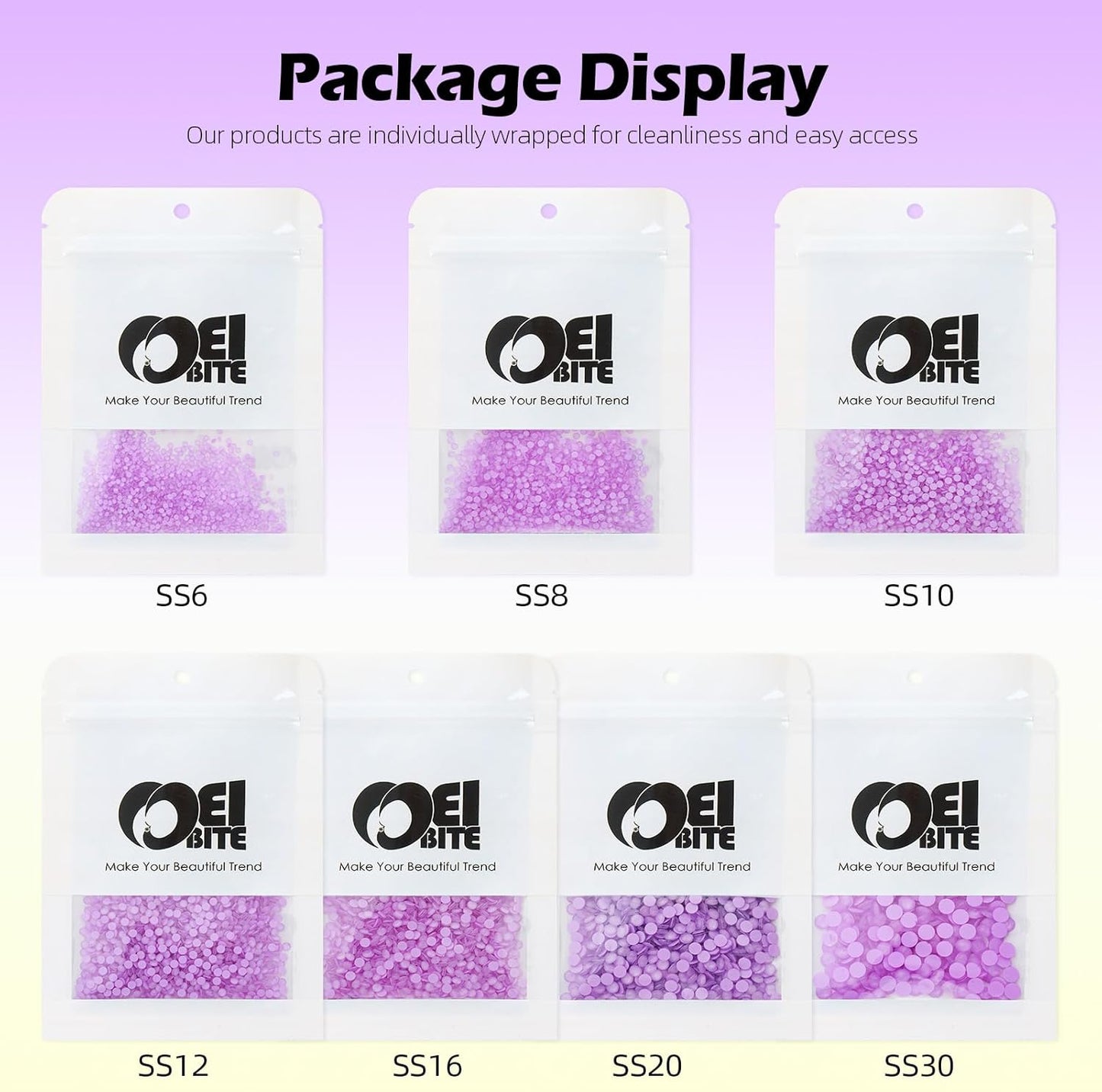 Mocha Lt.Purple Flatback Rhinestones, Glass Rhinestones for Nail Art and Craft, Glue Fix, Loose Crystal Gemstones(Mocha Lt.Purple, SS8, 1440pcs, 2.3-2.5mm)