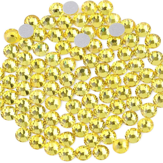 beadsland Flat Back Crystal Rhinestones Round Gems, Lemon Yellow (3.8-4.0mm) SS16/1440pcs