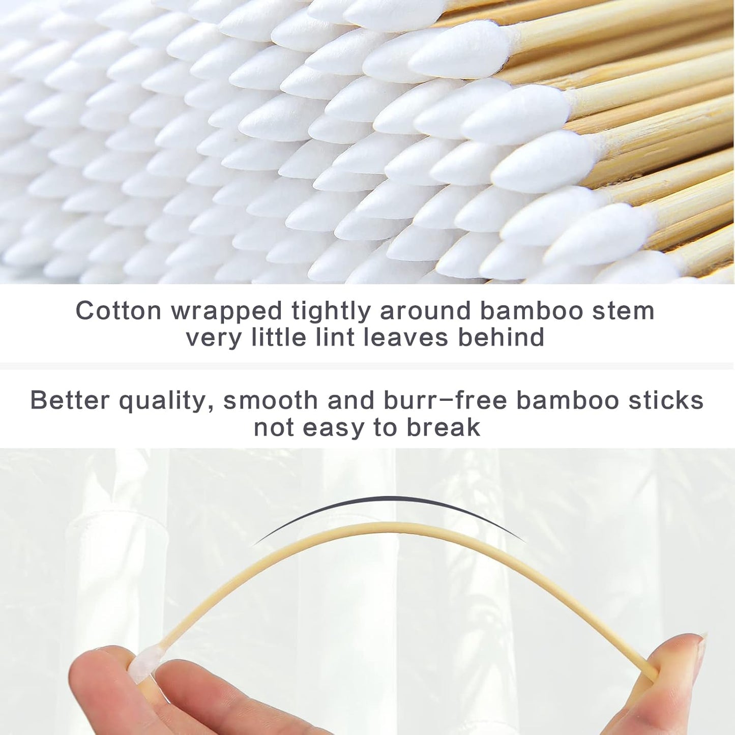 500 PCS 6-Inch Precision Gun Cleaning Swabs with Storage Case - Lint-Free Bamboo-Handle Long Cotton Swabs for Gun Cleaning, Makeup & Electronics