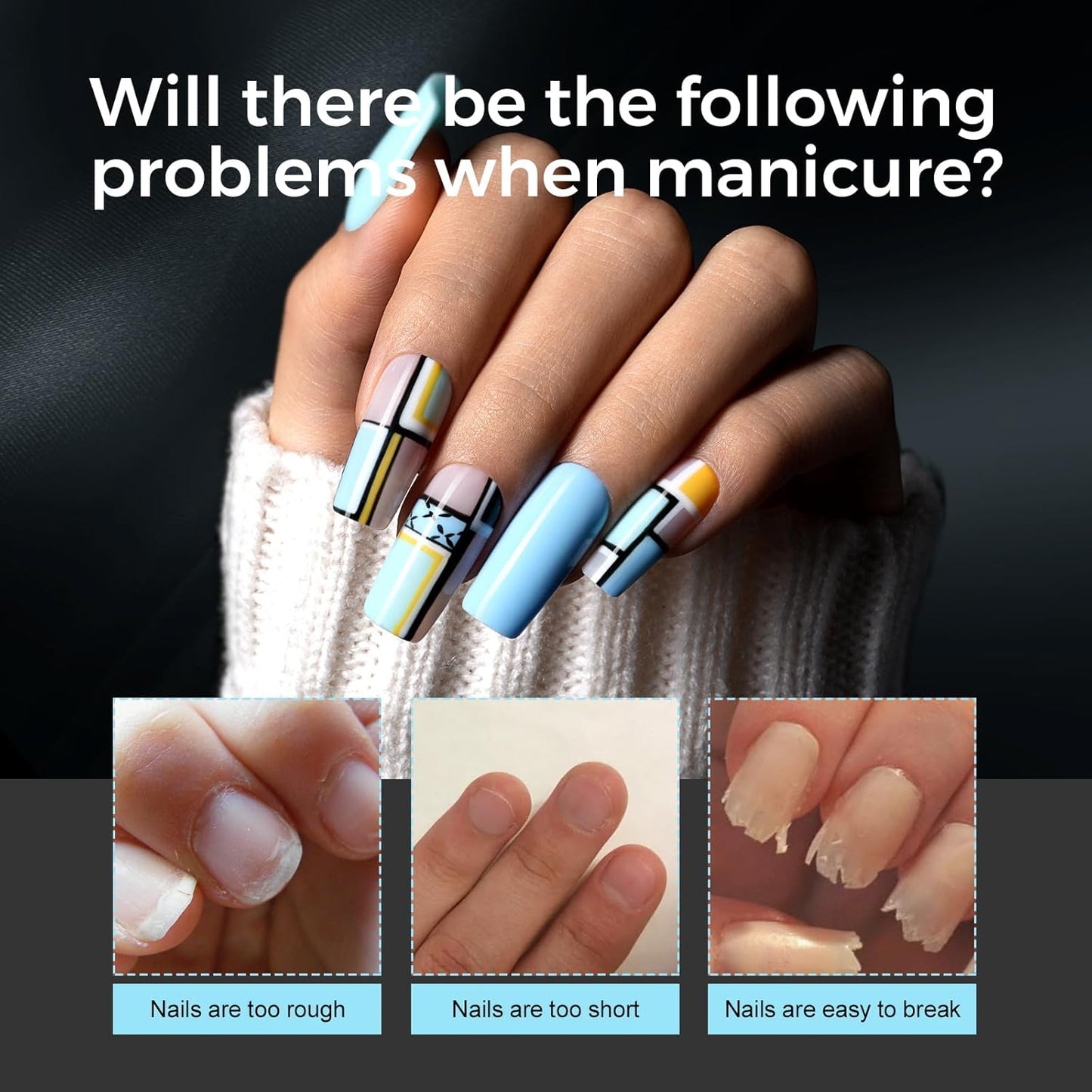 TOMICCA Medium Square Nail Tips Acrylic Nails 240Pcs Acrylic Nail Kit Pre-shape Full Cover Clear Nails Gel Nail Tips for Extension Nail Home DIY, 12 Sizes