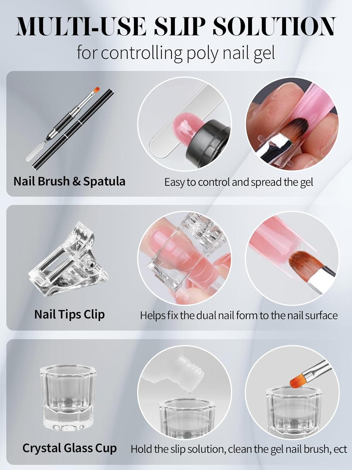 Poly Gel Nail Form Kit, EBANKU 192PCS Reusable Nail Extension Mold Dual Forms with 5Pcs Clips, 75ML Slip Solution, Brush Pen, File & Cuticle Pusher for Beginners, 8 Style 12 Sizes