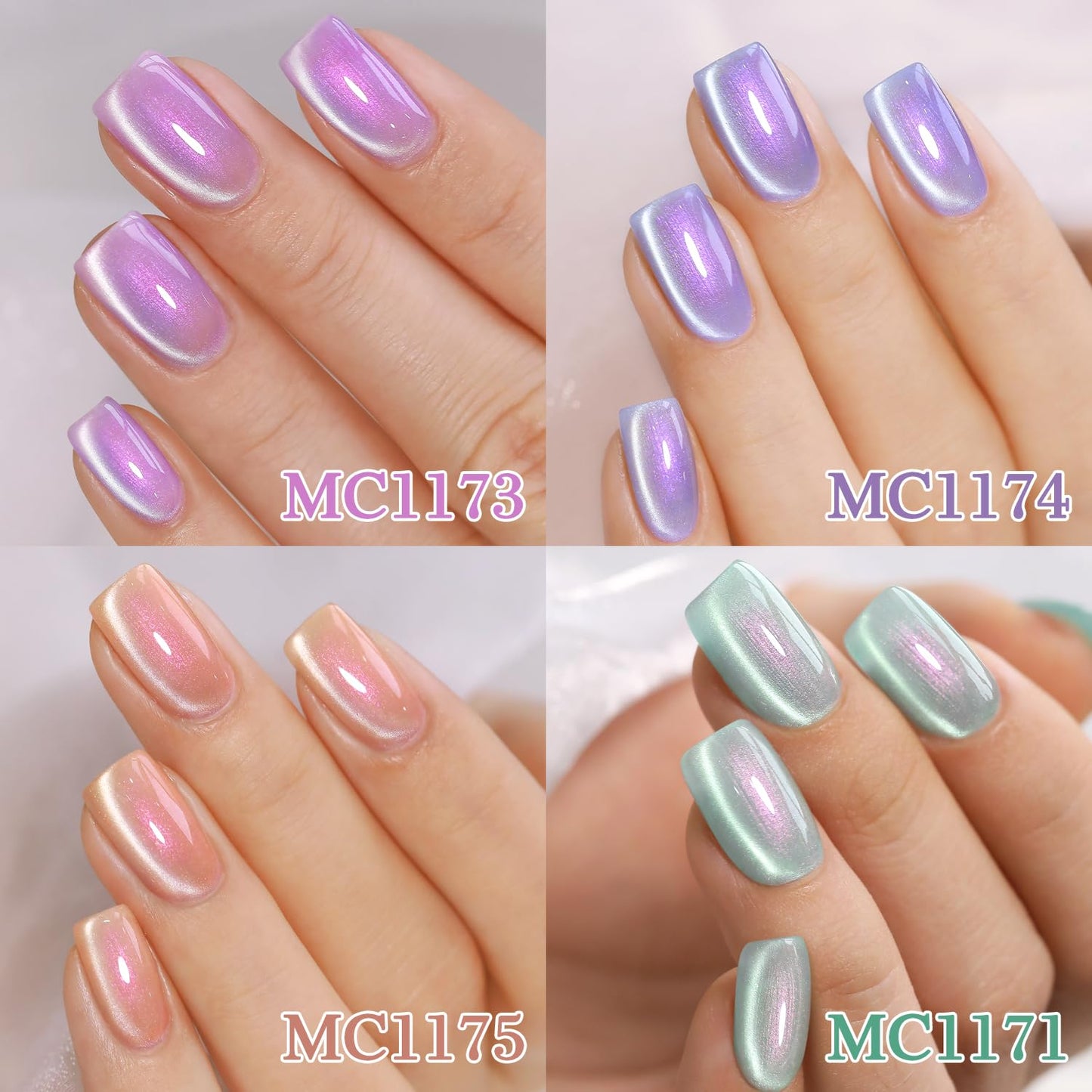 Double Rhythm 6 Colors Cat Eye Gel Polish Set Shimmer Glitter with Magnet Holographic Reflective Magnetic UV Nail Art Kit (6-Kit-50)