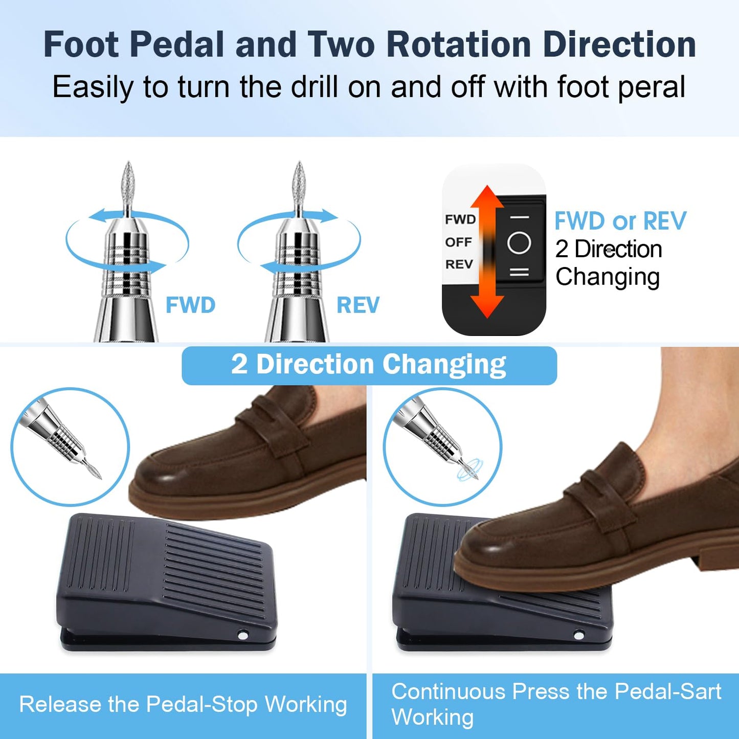 NAILGIRLS Electric Nail Drill Professional 35000RPM with Foot Pedal, Nail Drill Machine for Acrylic Gel Nails Manicure Pedicure with LCD Display Efile Tool for Salon Home Use